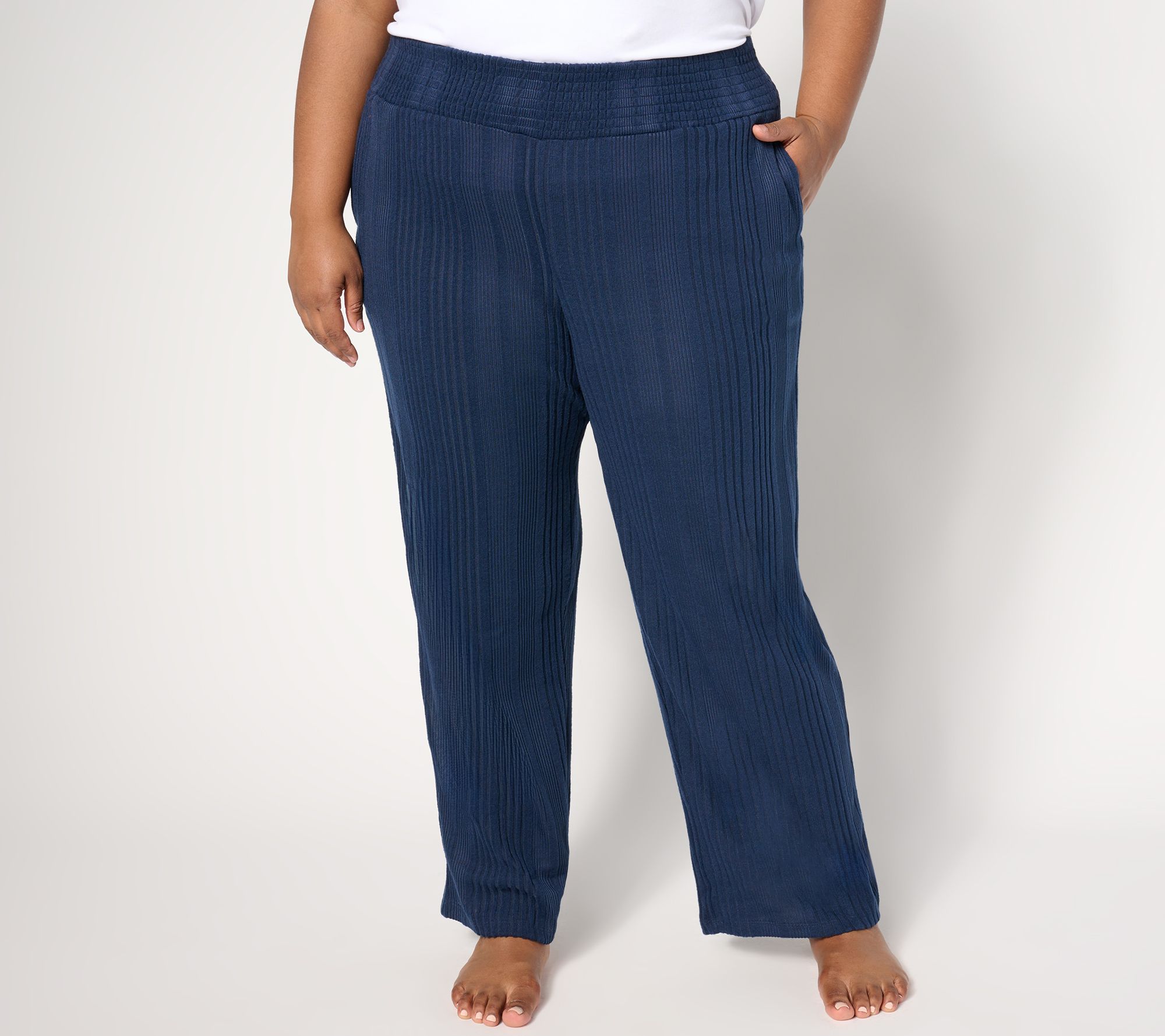 Cuddl Duds Variegated Rib Smocked Waist Lounge Pants