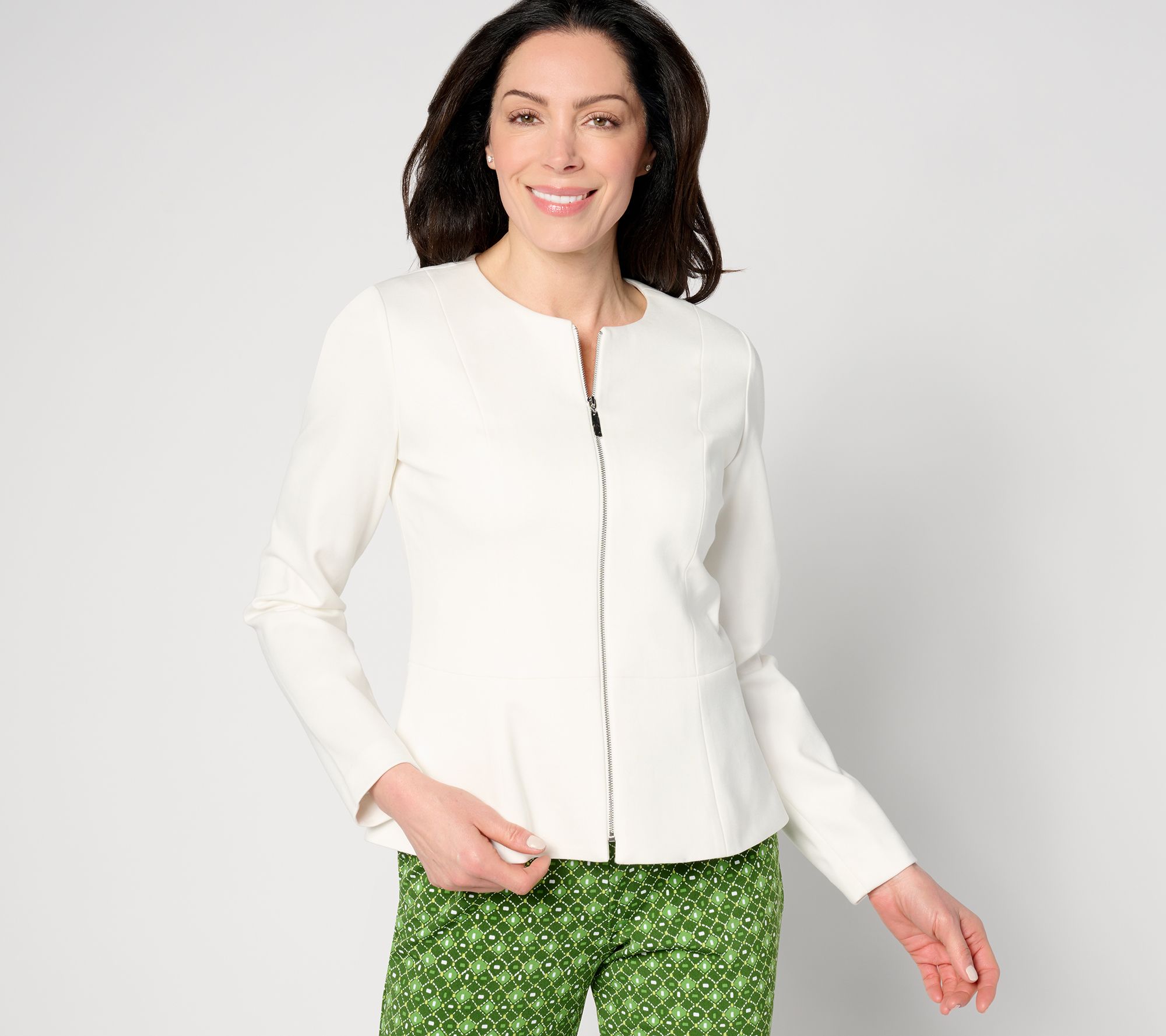 "As Is" Tailored by Susan Graver Smart Ponte Peplum Jacket
