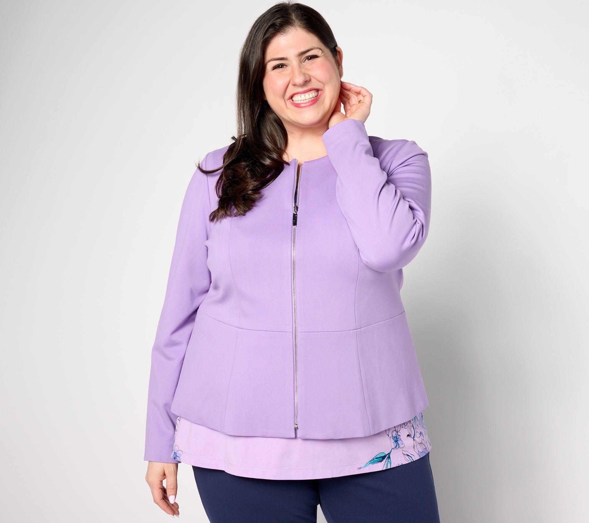 "As Is" Tailored by Susan Graver Smart Ponte Peplum Jacket