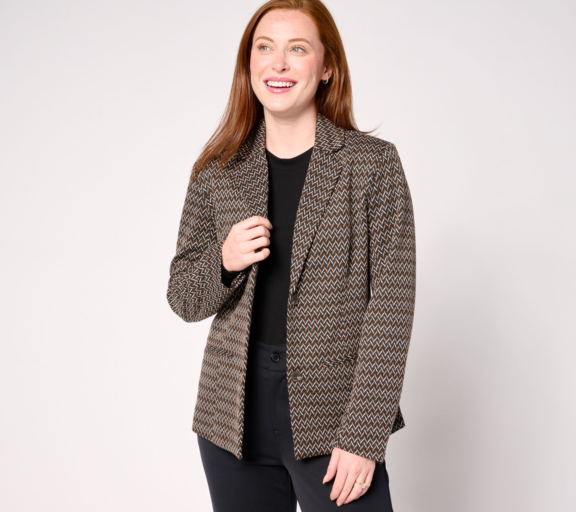 by Stacy London Patterned Knit Jacquard Blazer
