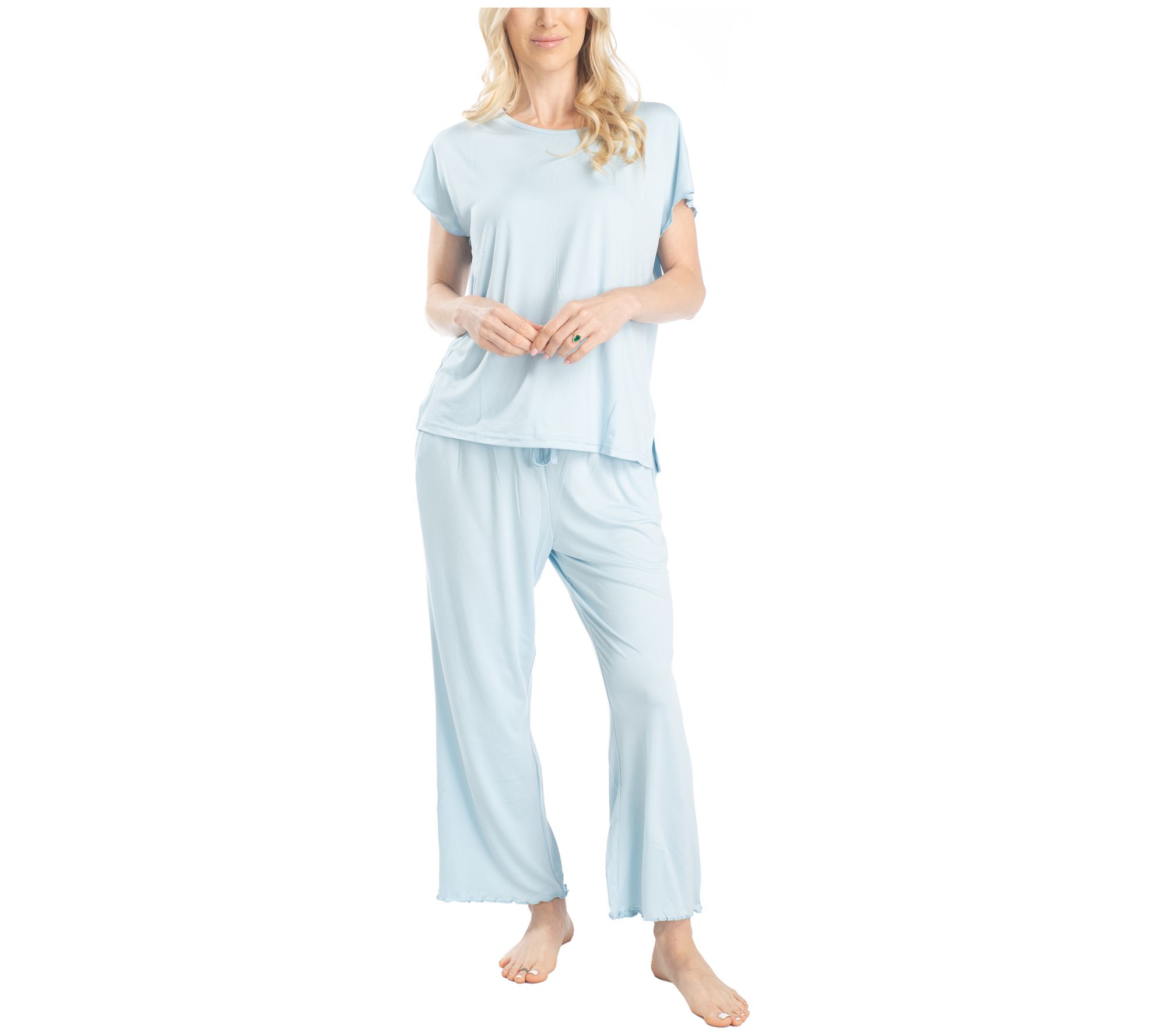 Hanes New Mood Short Sleeve Tee & Cropped Pant Pajama Set