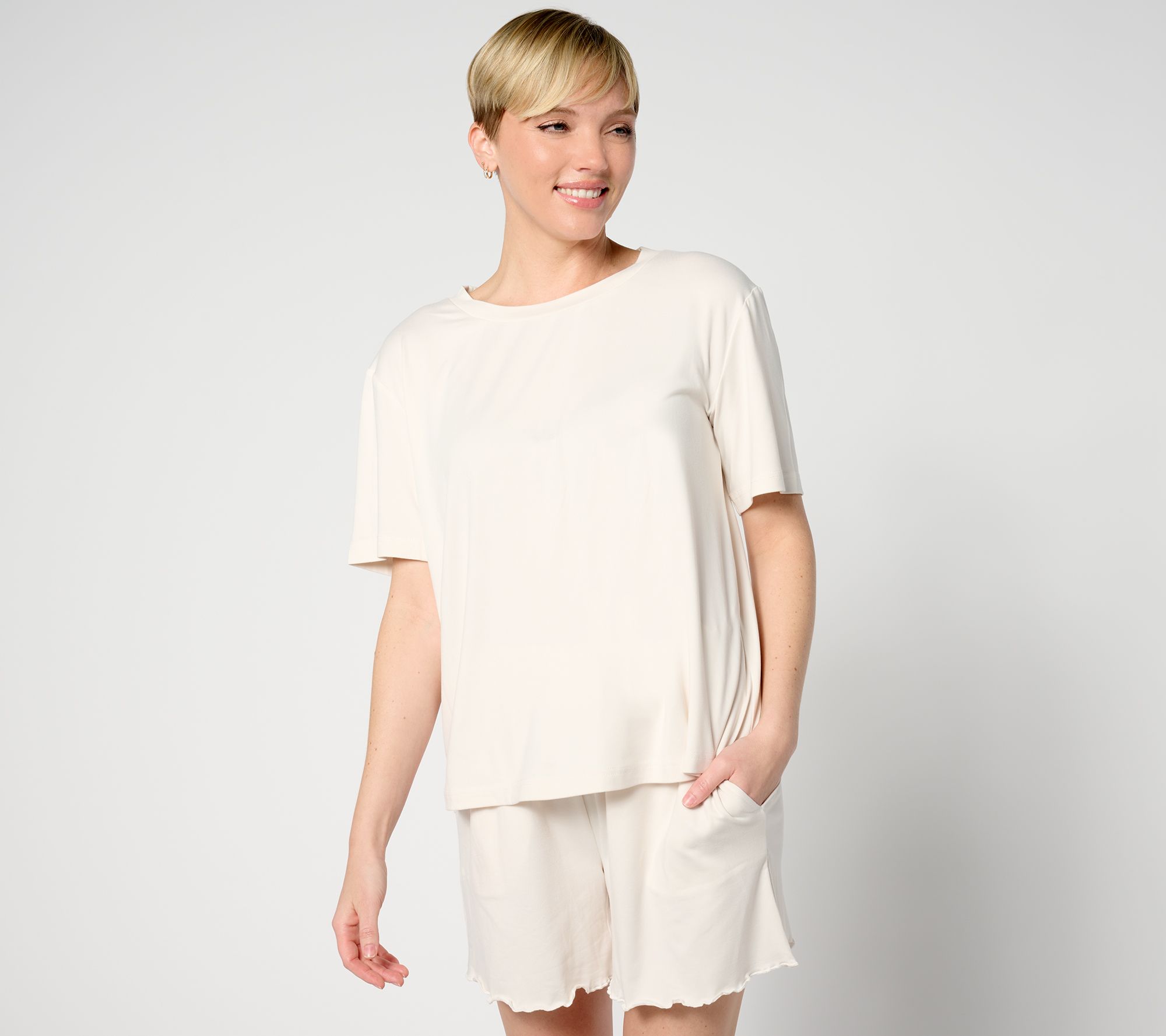 "As Is" Berkshire Homewear Silky Smooth Relaxed Tee & Short Set