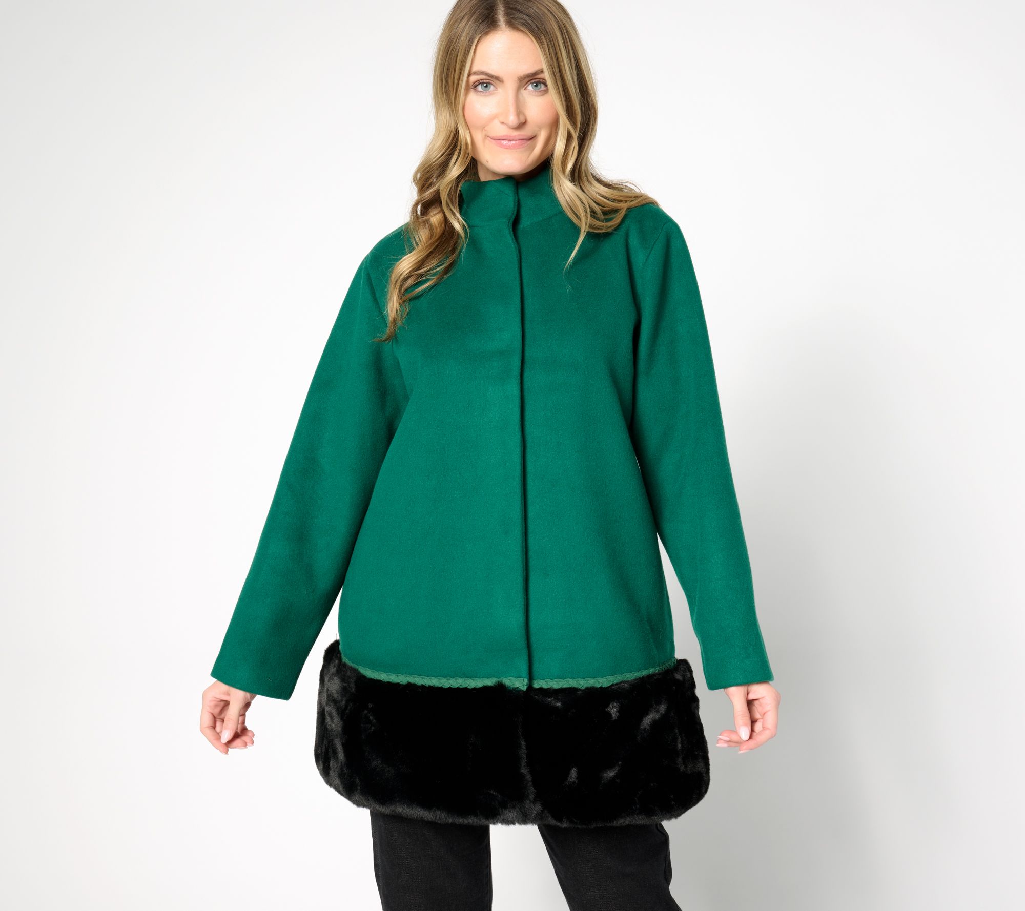 by Stacy London Coat with Removeable Faux Fur Hem