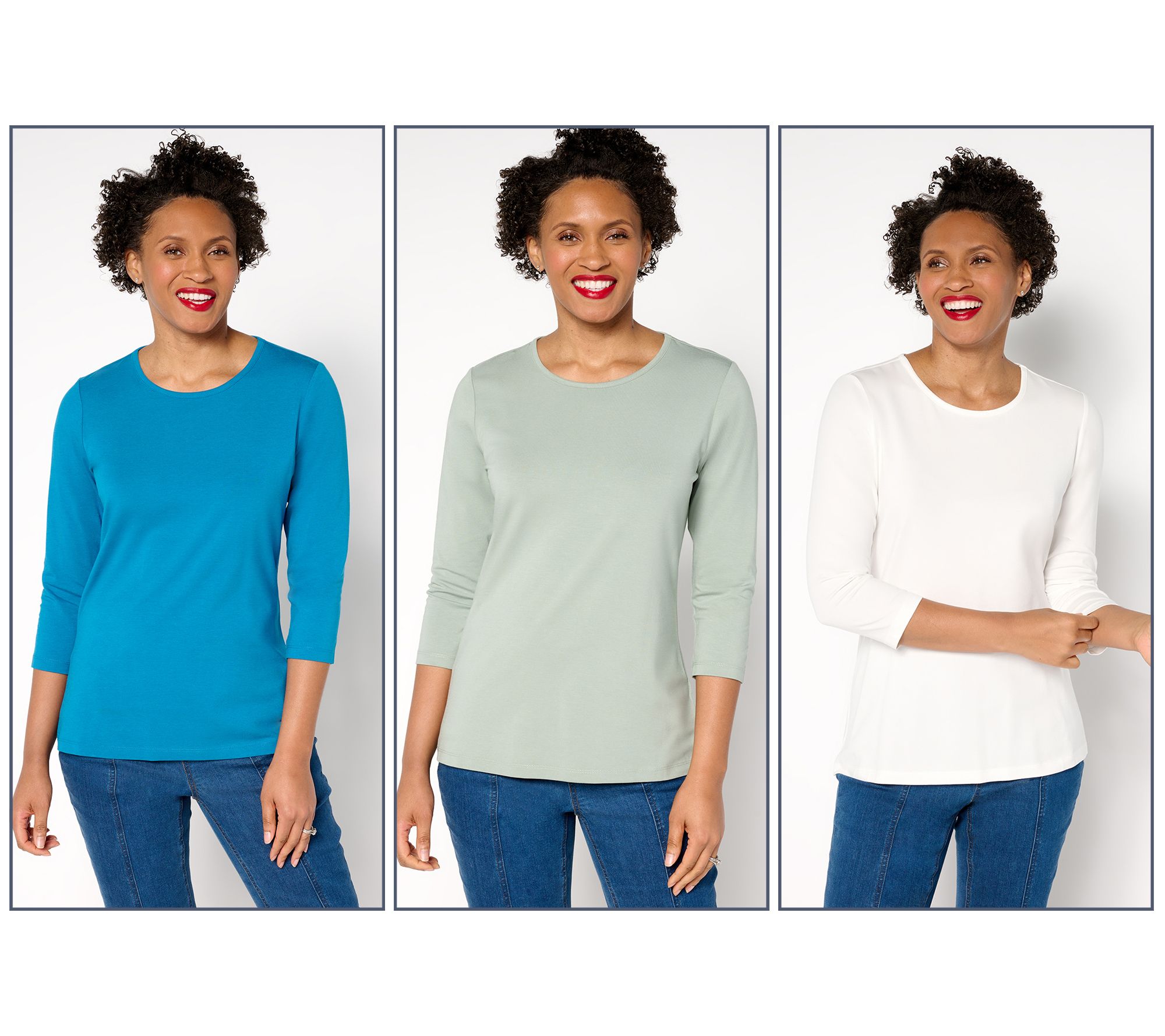 Denim & Co. Essentials So Soft Jersey 3-Pack Round Neck Tops