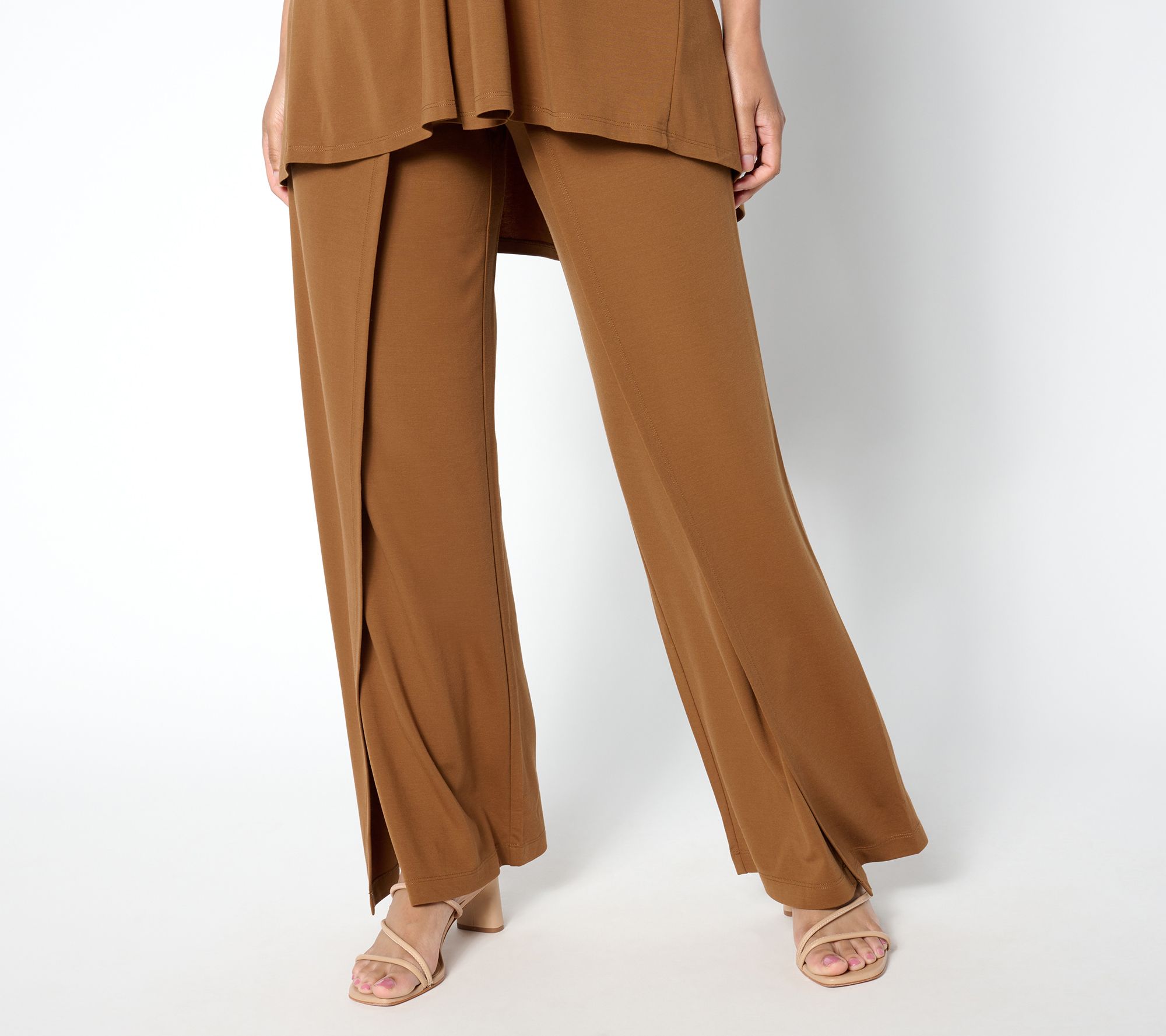 "As Is" Women with Control Petite Silky Knit Pleat Pants