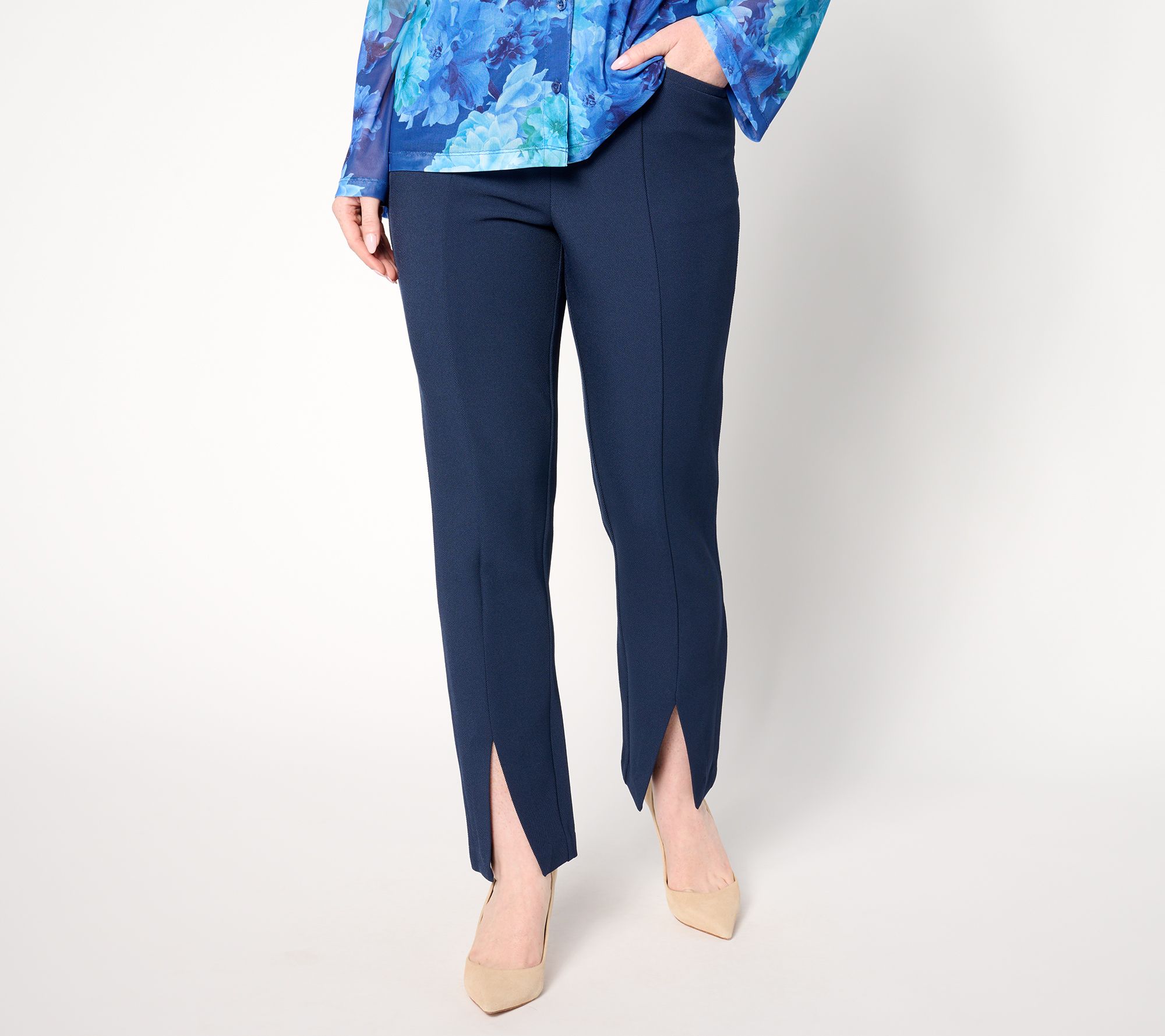 "As Is" Isaac Mizrahi Live! Petite Timeless Twill Slim Straight Pants