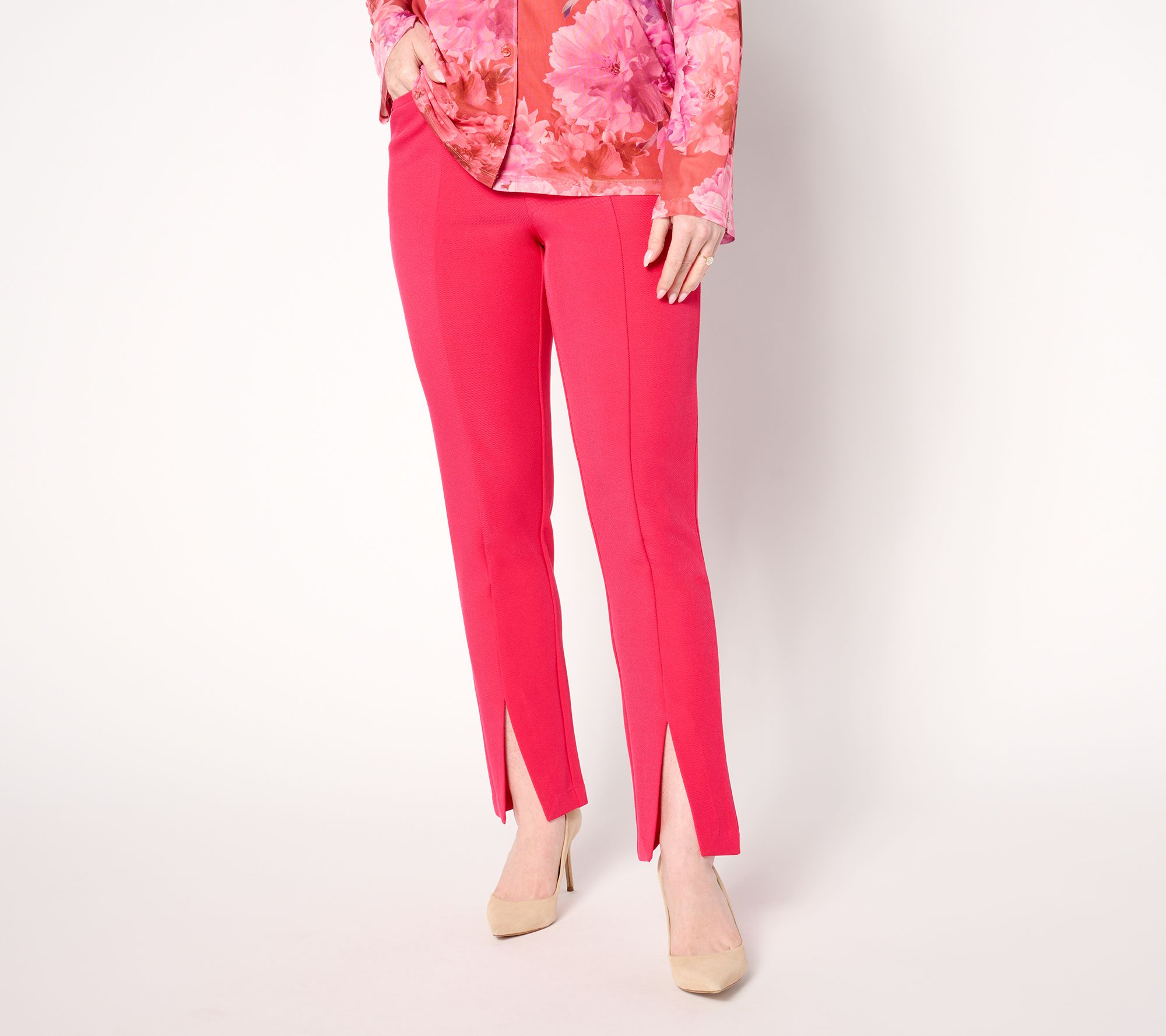 "As Is" Isaac Mizrahi Live! Petite Timeless Twill Slim Straight Pants