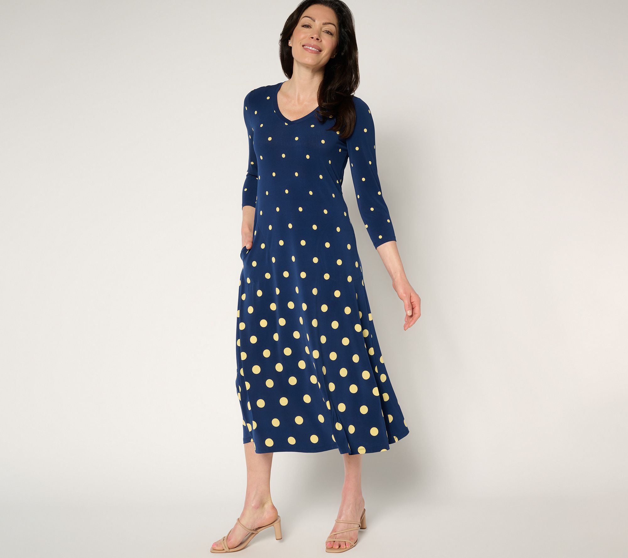 Attitudes by Renee Petite Como Jersey Ombre Polka Dot Midi Dress
