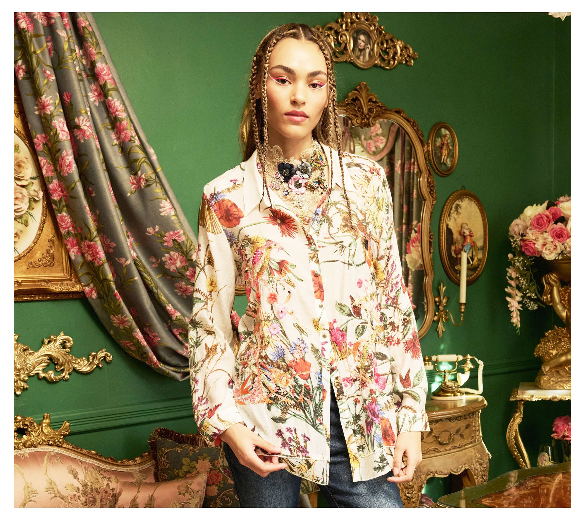 Aratta Lilia Embroidered Button-Front Shirt