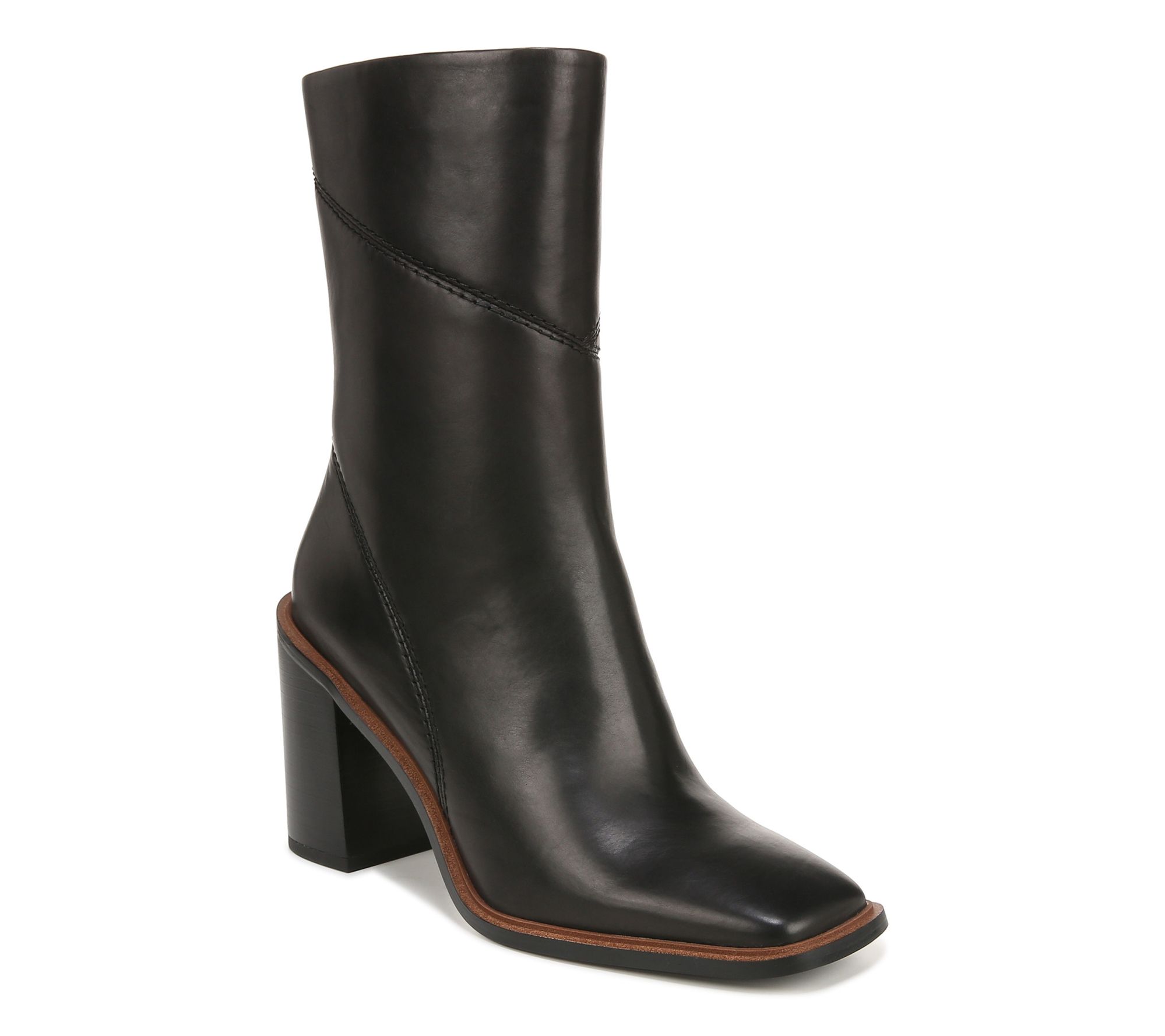 Franco Sarto Leather Mid Calf Booties - Stevie Wide Calf