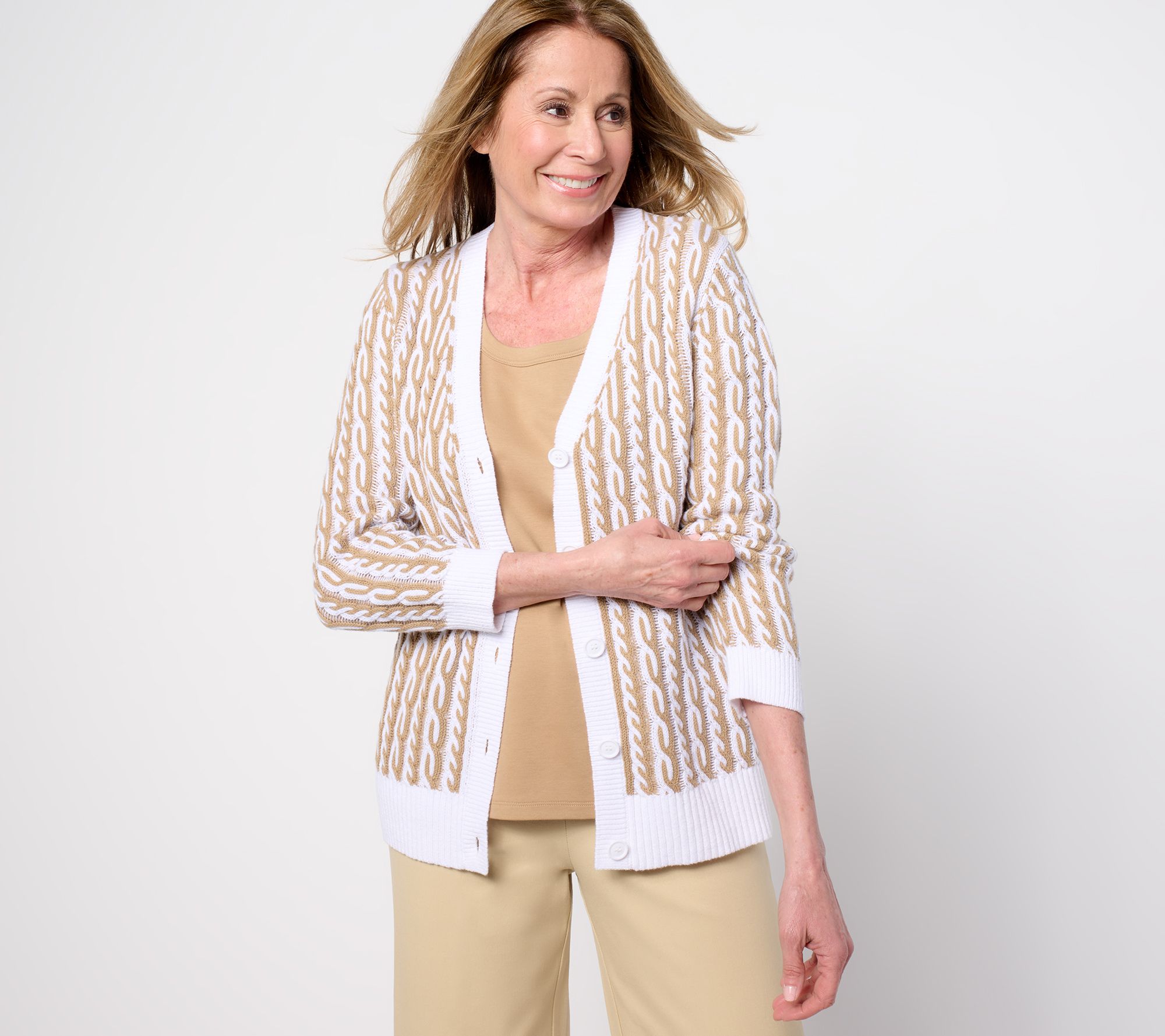 Isaac Mizrahi Live! Yacht Club Button Front Cardigan