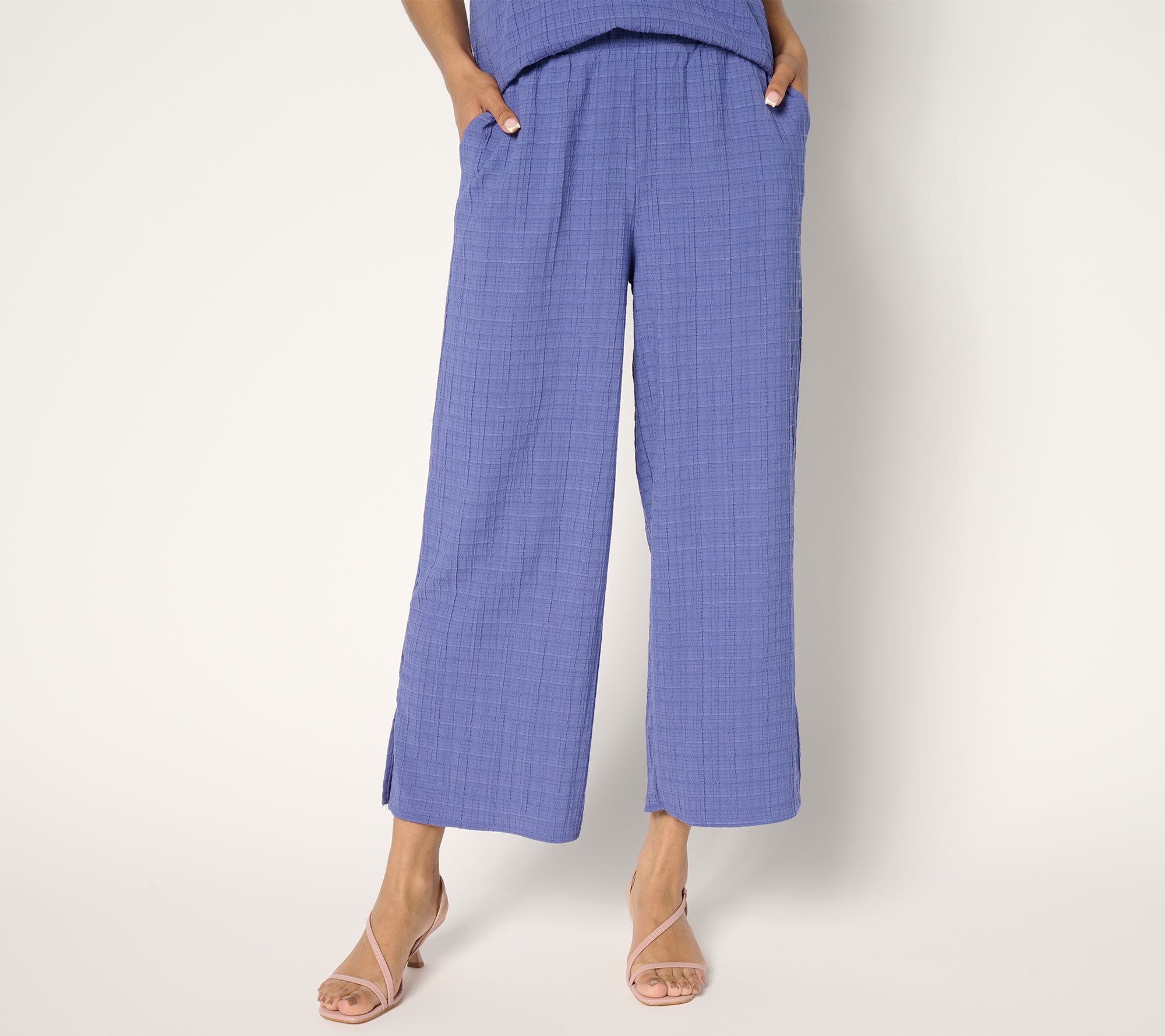 Joan Rivers Regular Textured Crop Pants with Side Slits