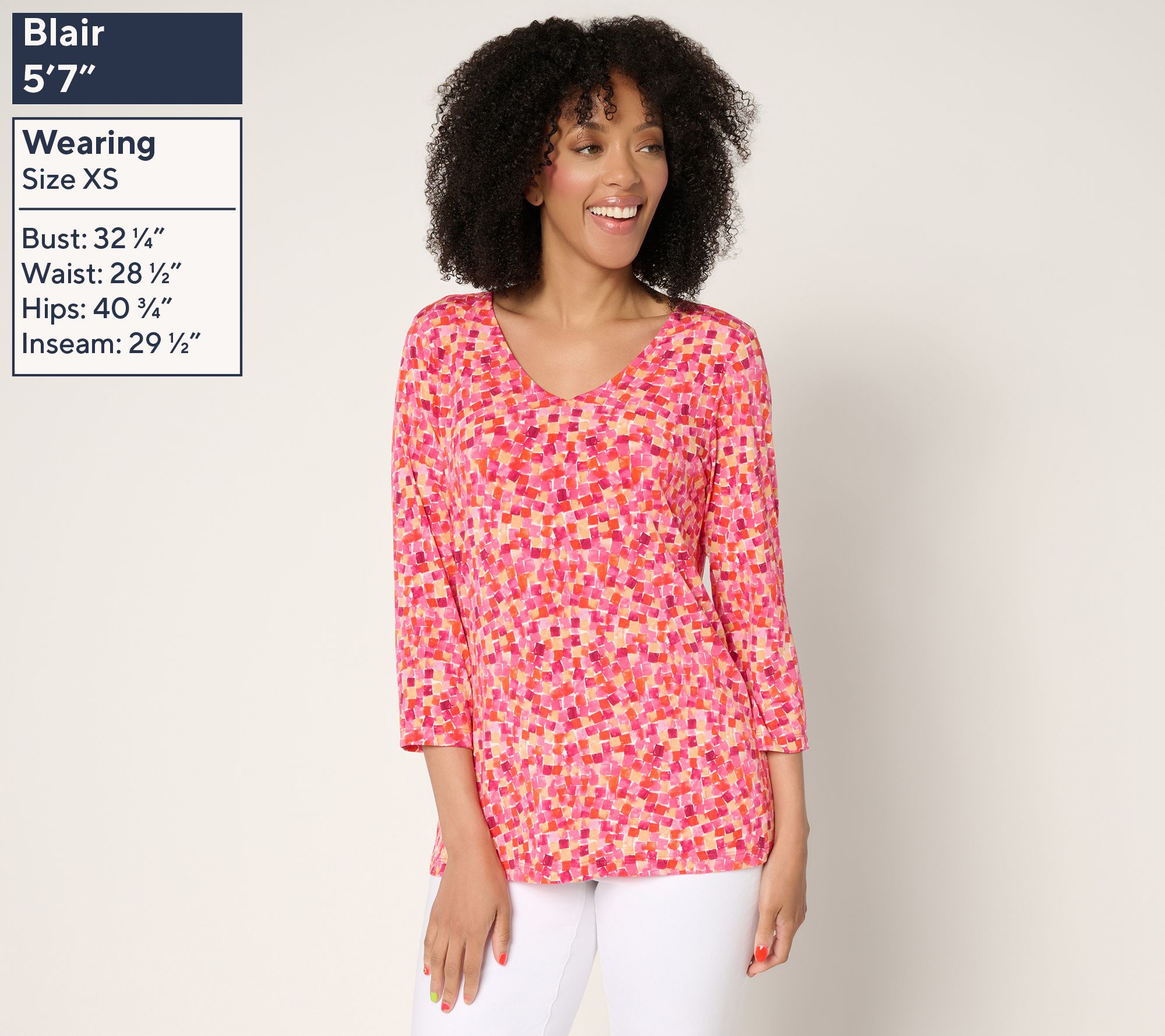 Susan Graver Regular Printed Liquid Knit Set of (2) 3/4