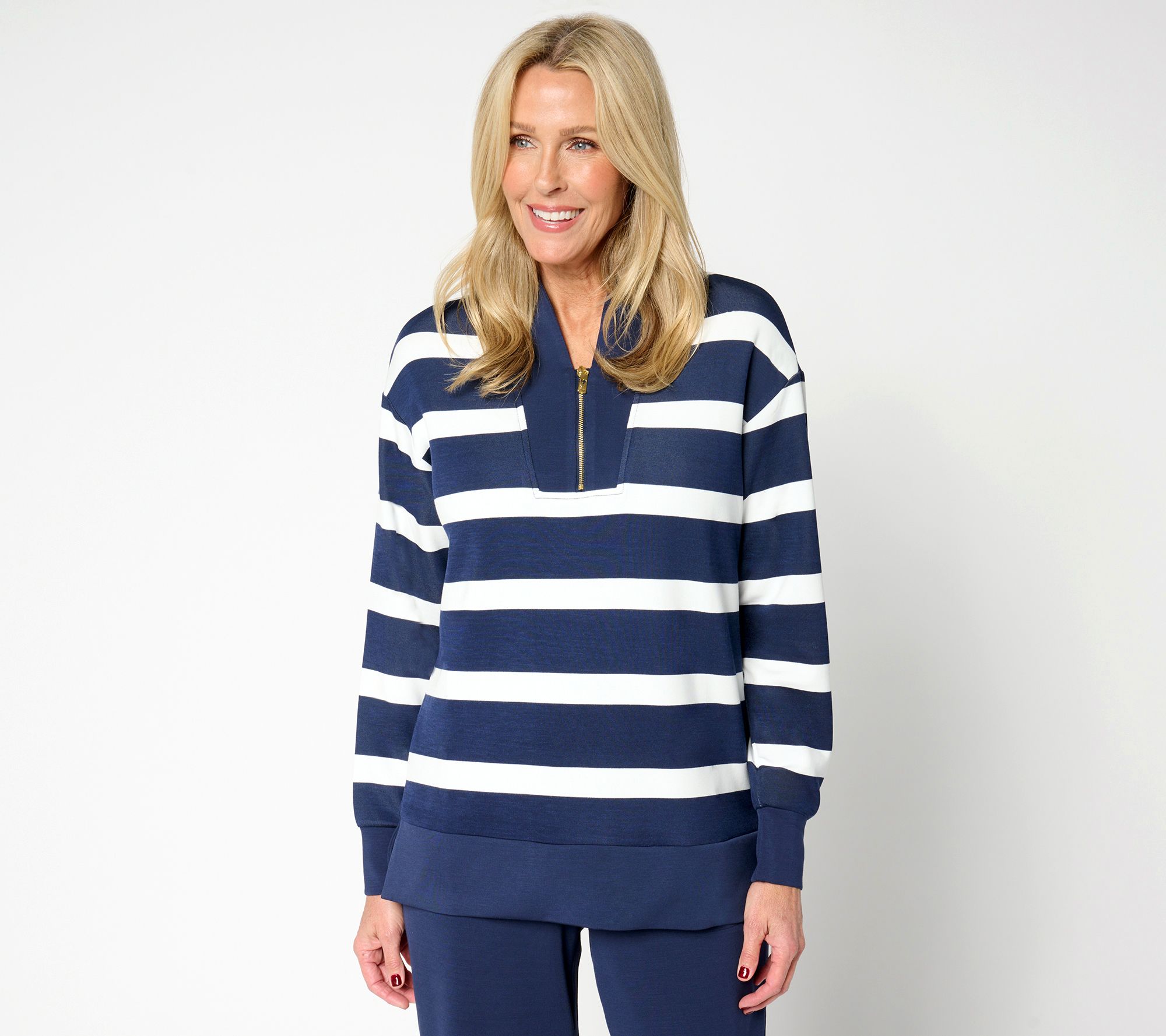 "As Is" Belle by Kim Gravel Petite ScubaLuxe Half Zip Tunic