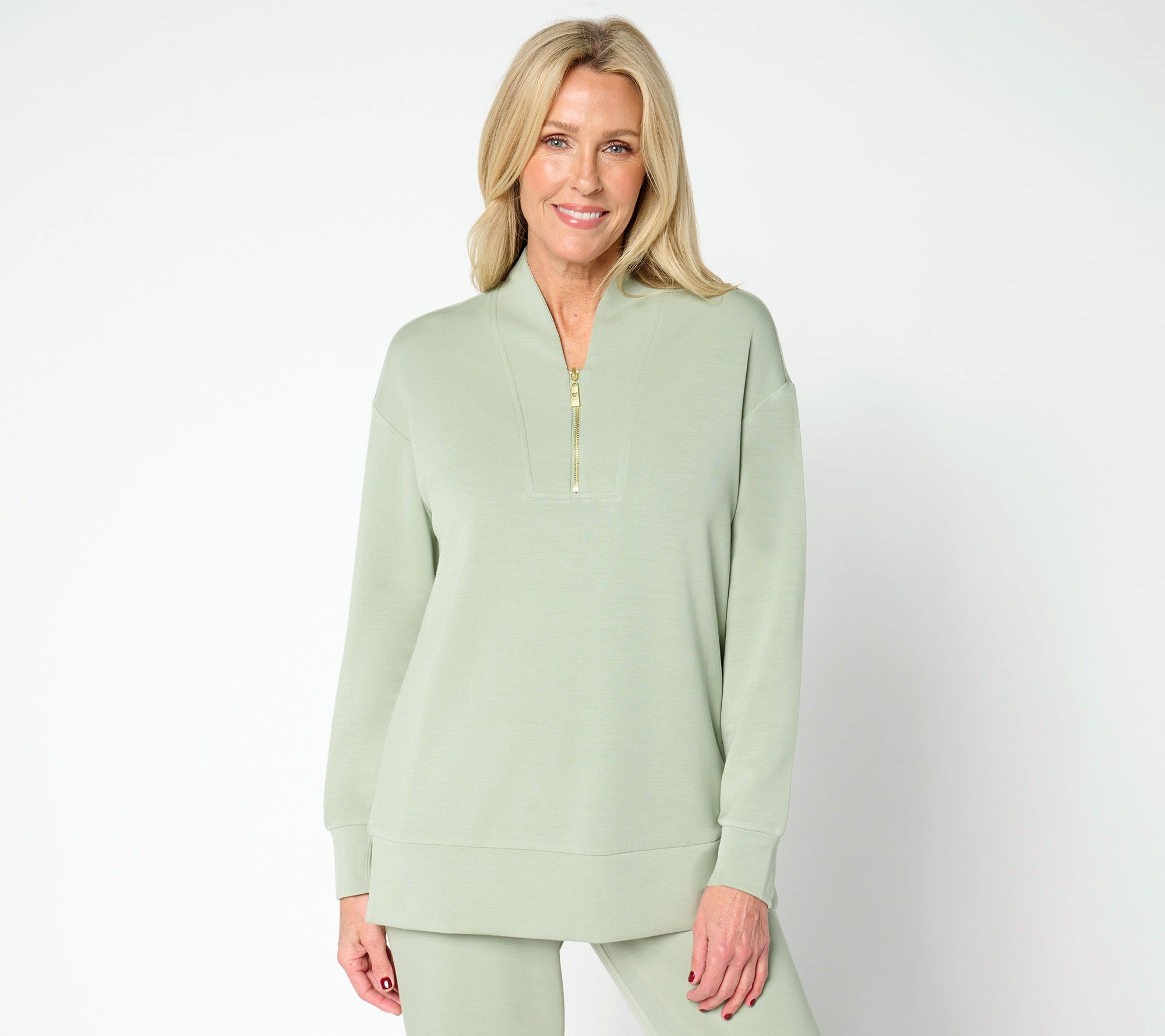 "As Is" Belle by Kim Gravel Petite ScubaLuxe Half Zip Tunic