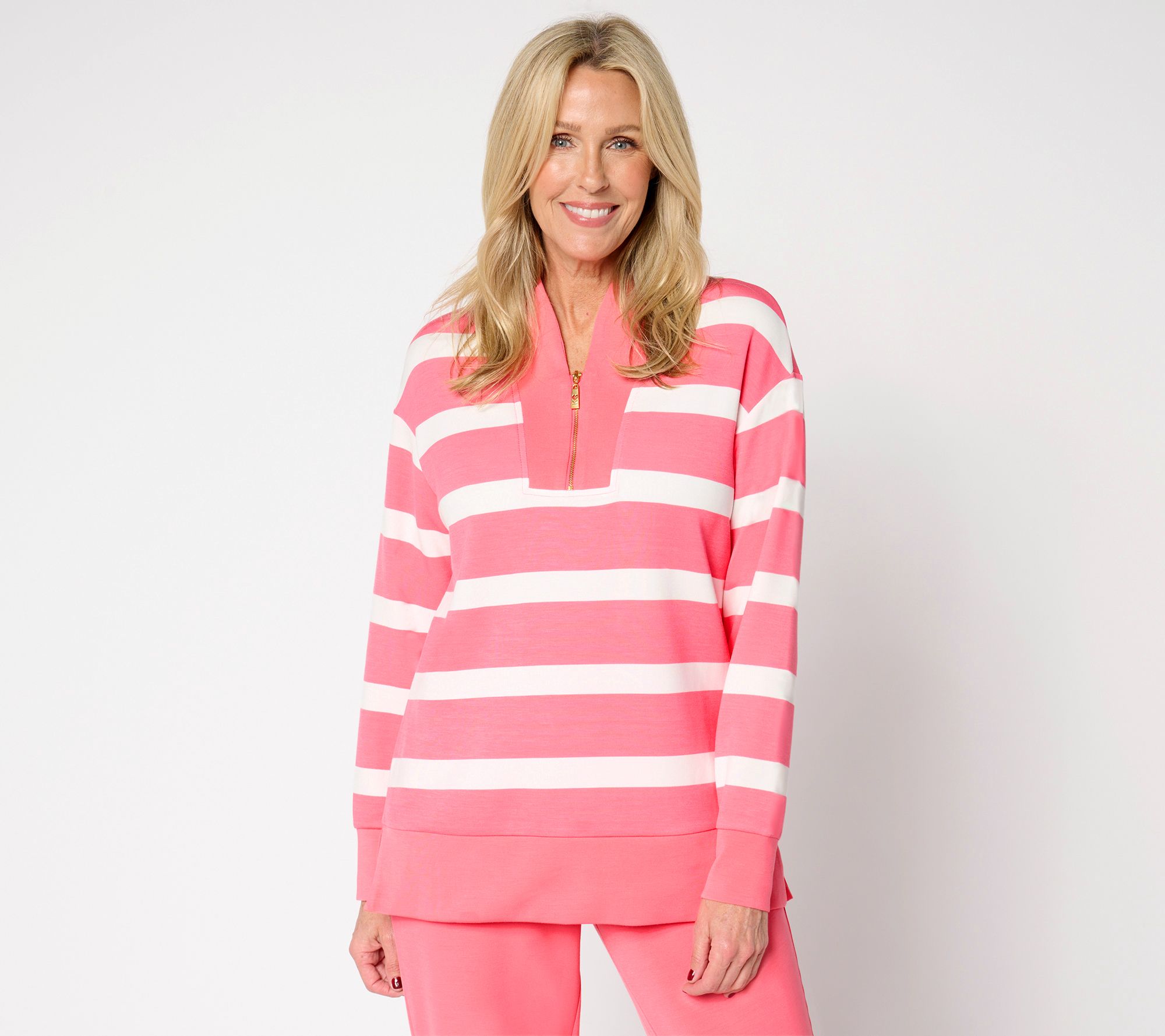 "As Is" Belle by Kim Gravel Petite ScubaLuxe Half Zip Tunic