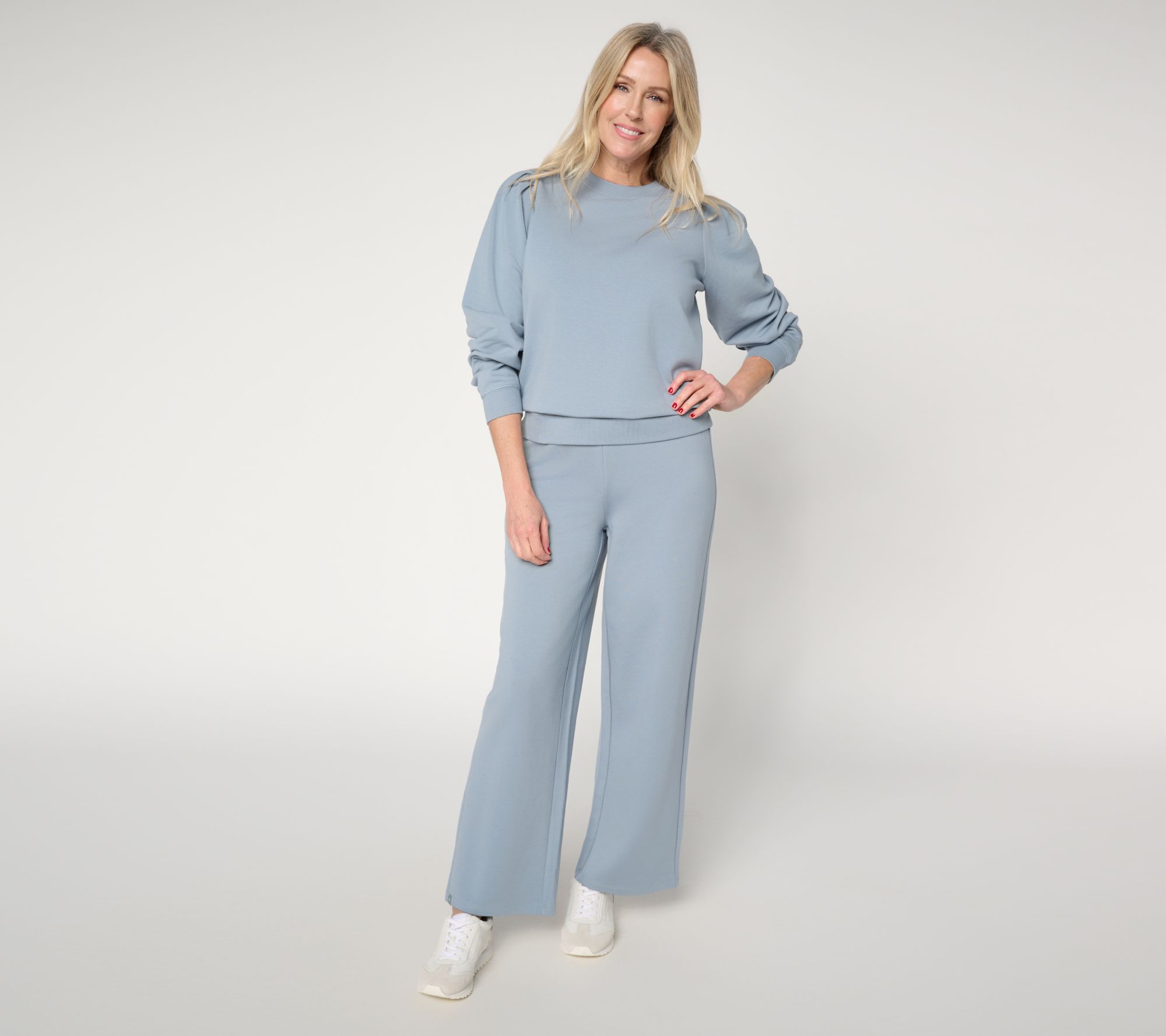  Barefoot Dreams Reg. Brushed Luxe Lounge Puff Sleeve Pullover & Pant