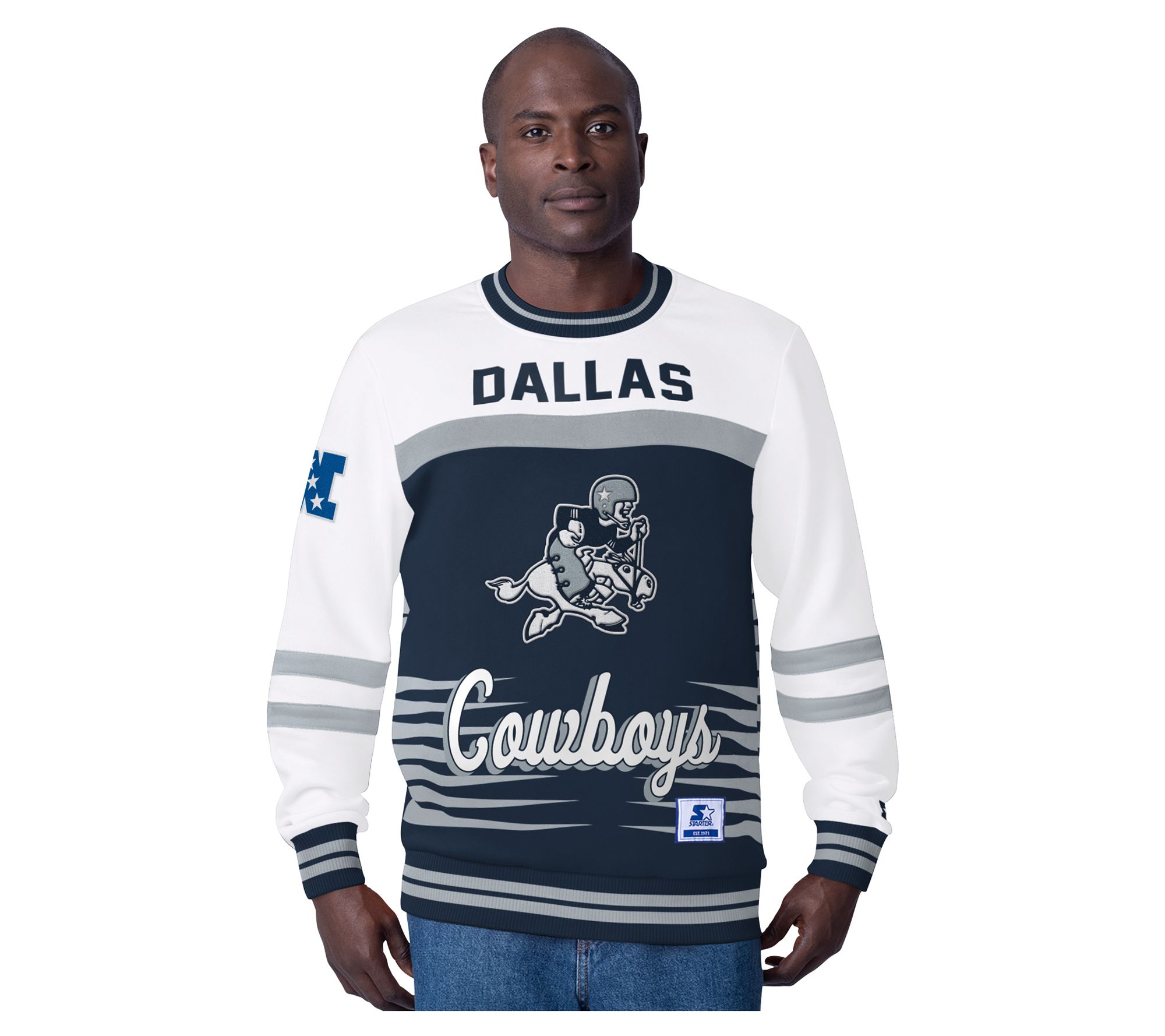 "As Is" NFL Dallas Starter Men's Game Plan Retro Fleece Crewneck