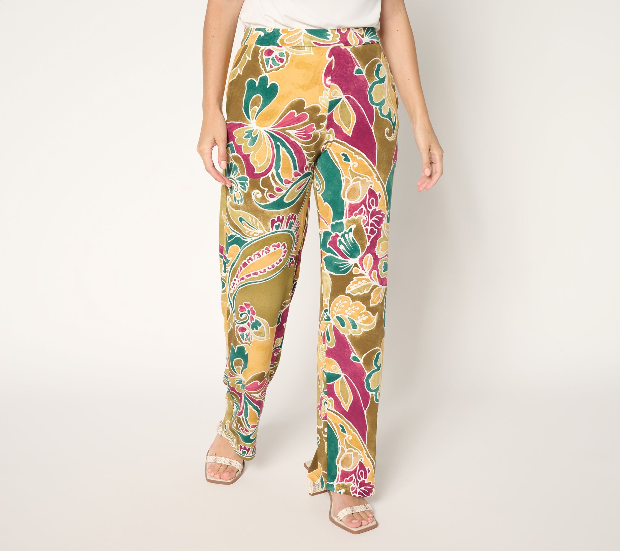 Susan Graver Printed Liquid Knit Wide Leg Pants