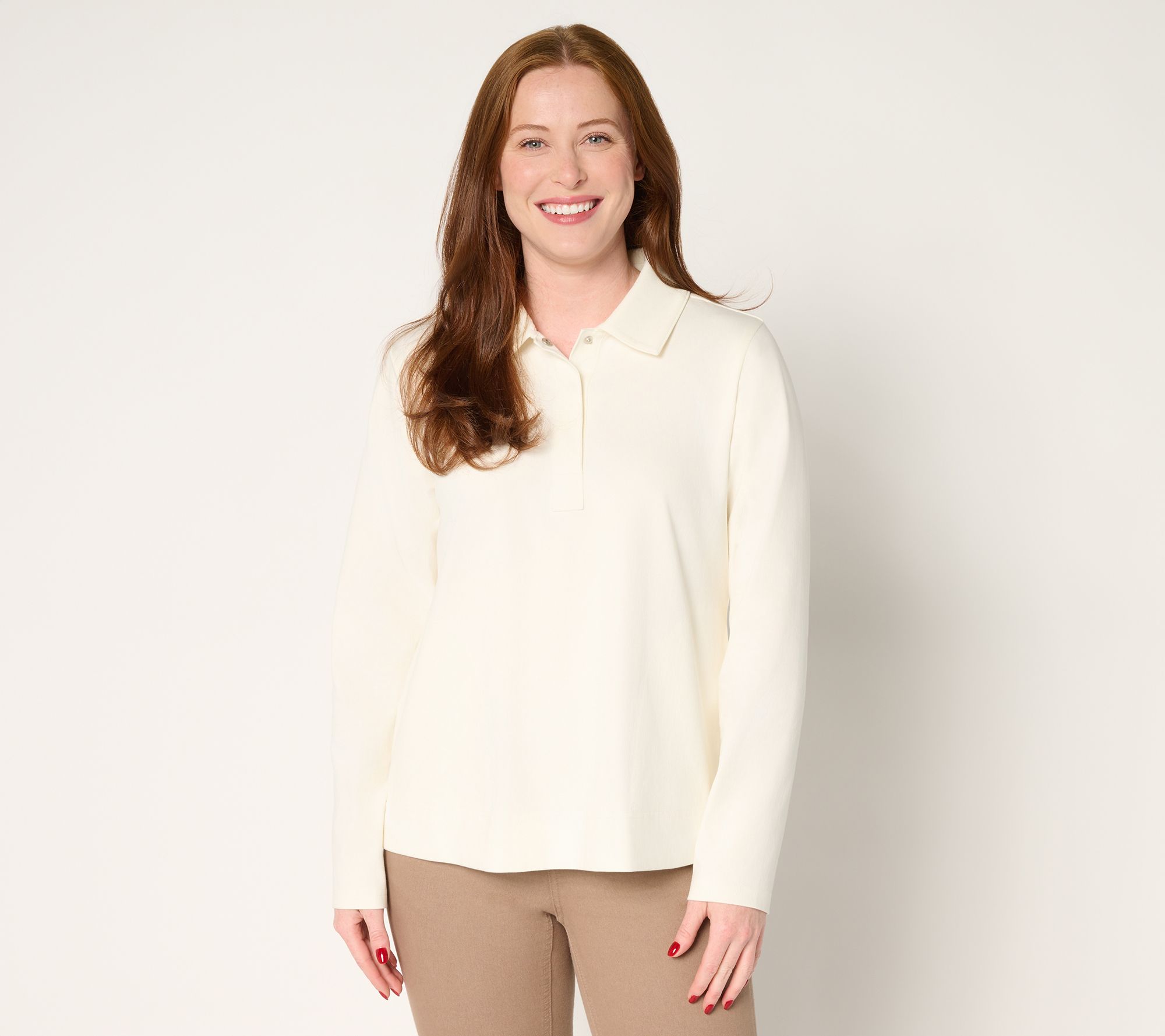 Denim & Co. Comfy Knit Air Collared Popover Top w/ Pockets