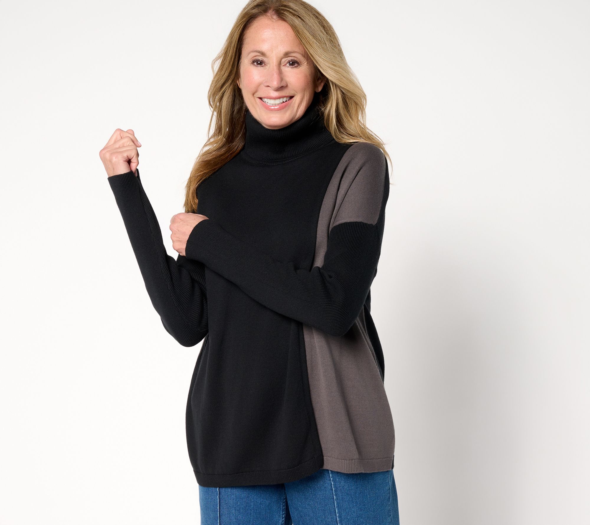 Peace Love World Turtleneck Crossover Sweater