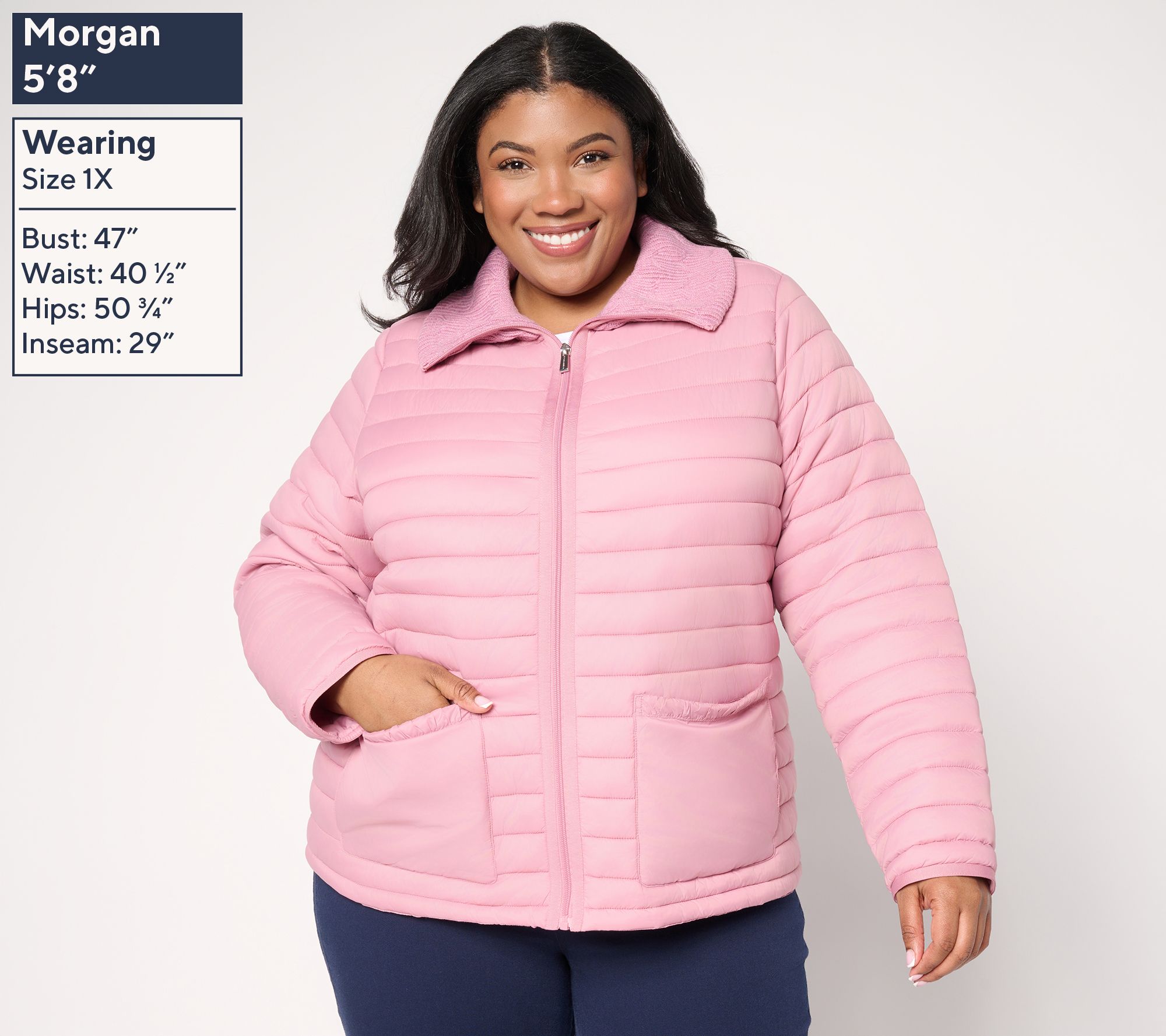 Susan Graver Quilted Jacket with Cable Knit Trim