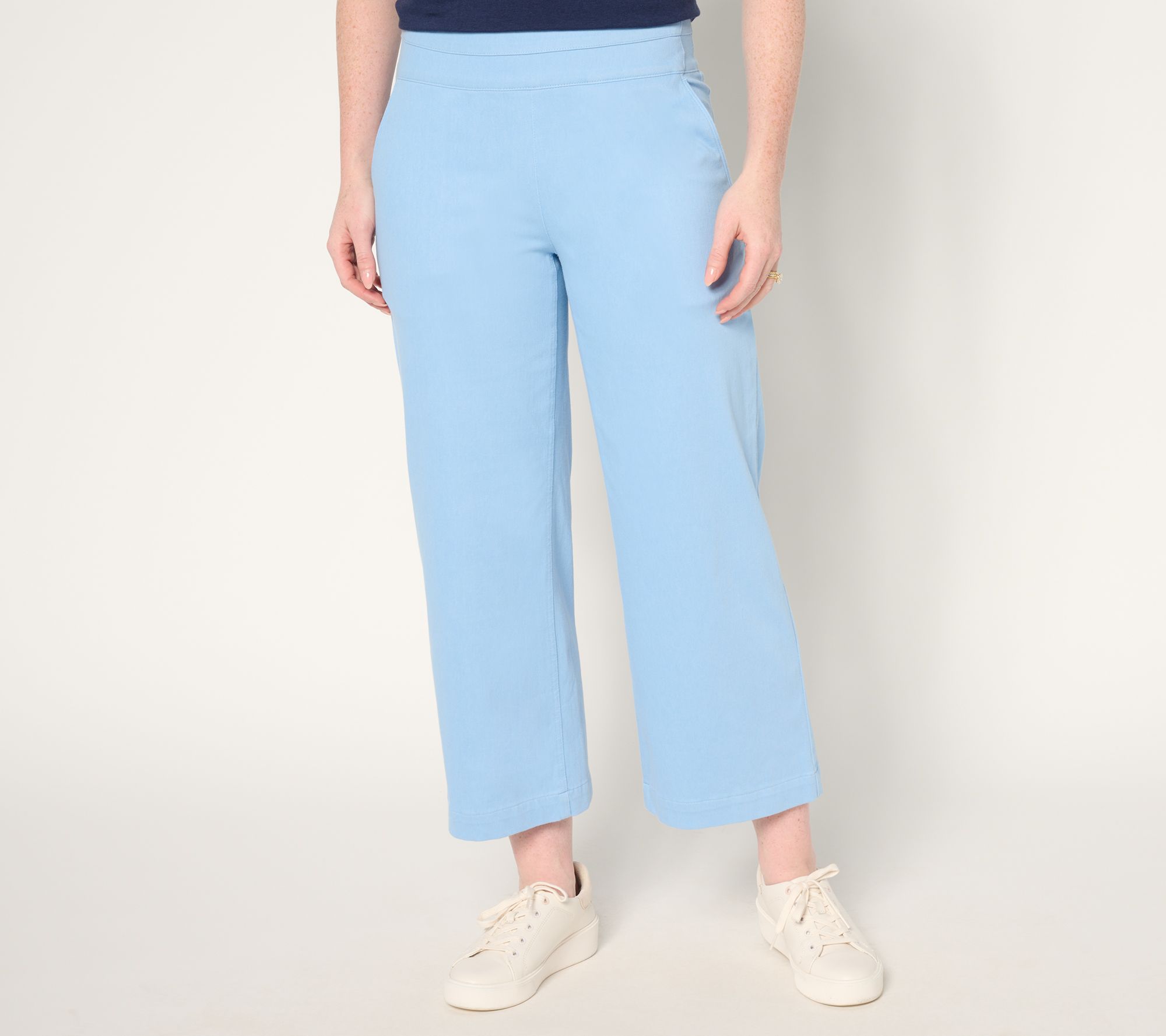 "As Is" Denim & Co. Regular Comfy Knit Air Wide Leg Crop Jean