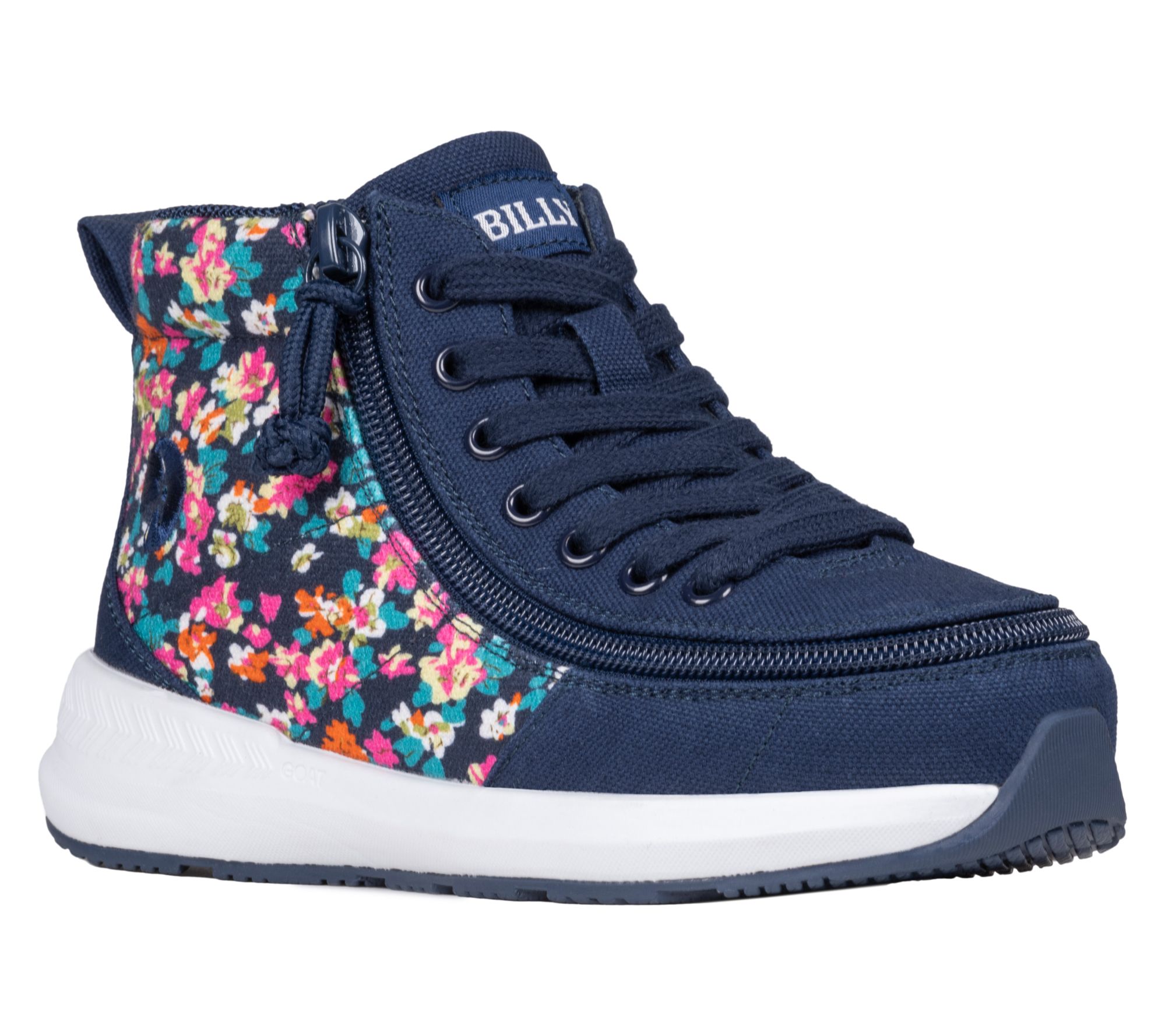 BILLY Footwear Zip-on Kid's Navy Floral Goat Classic High