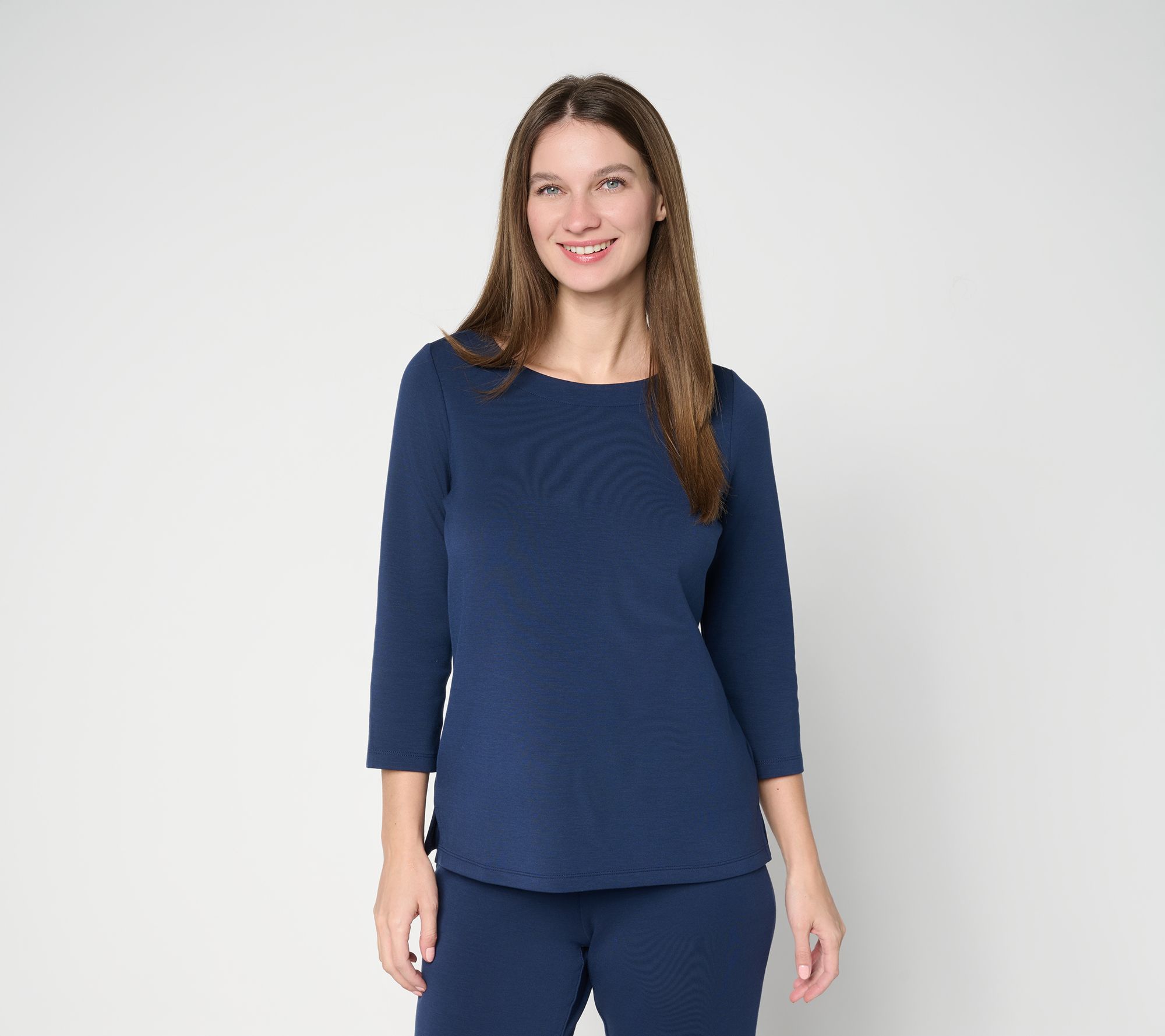 Belle by Kim Gravel ScubaLuxe Boatneck 3/4 Sleeve Top