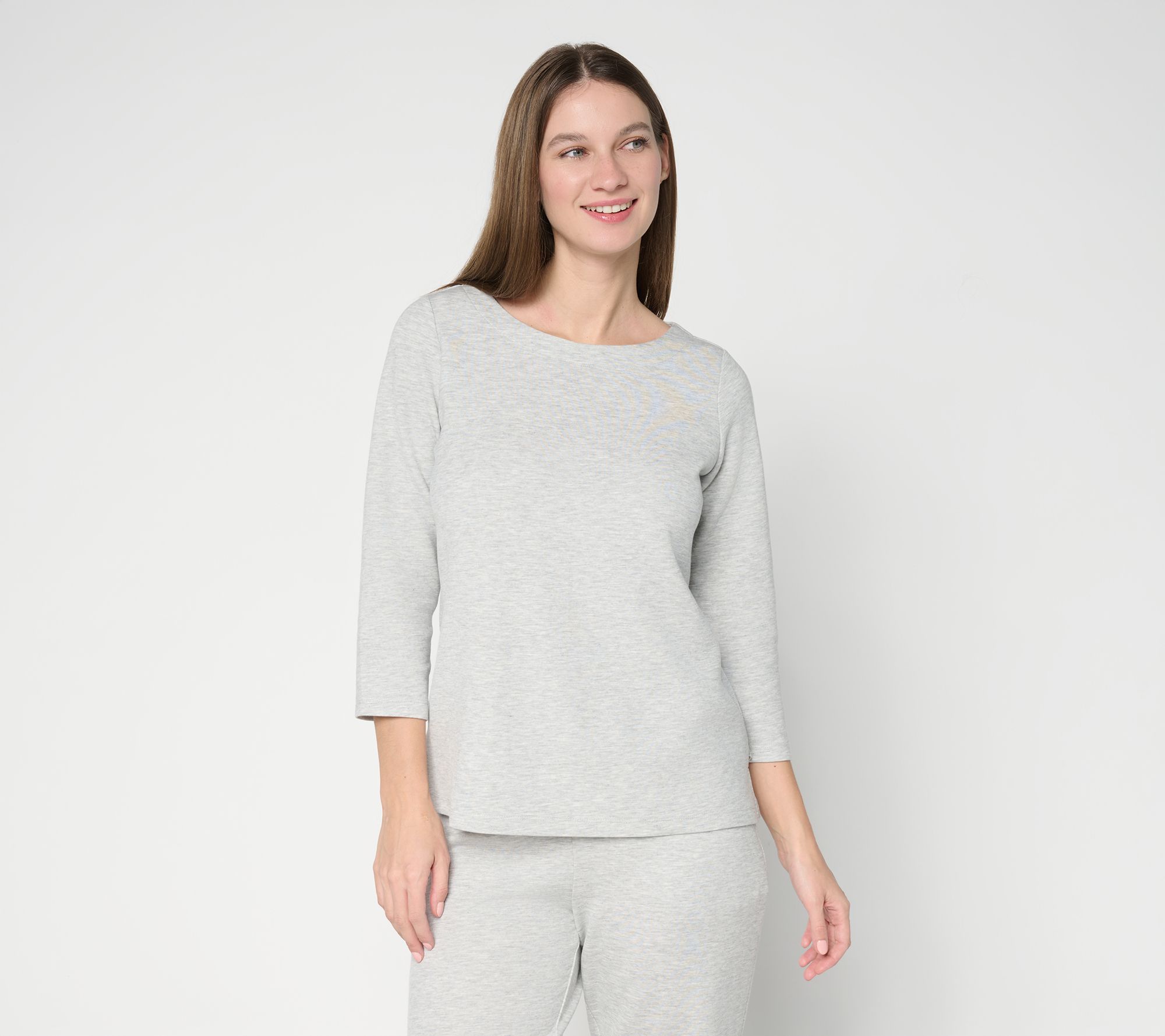 Belle by Kim Gravel ScubaLuxe Boatneck 3/4 Sleeve Top