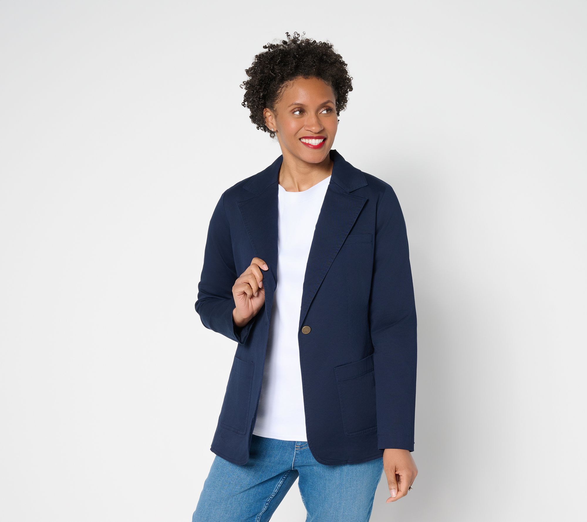 "As Is" Martha Stewart Signature Twill Blazer with Pockets