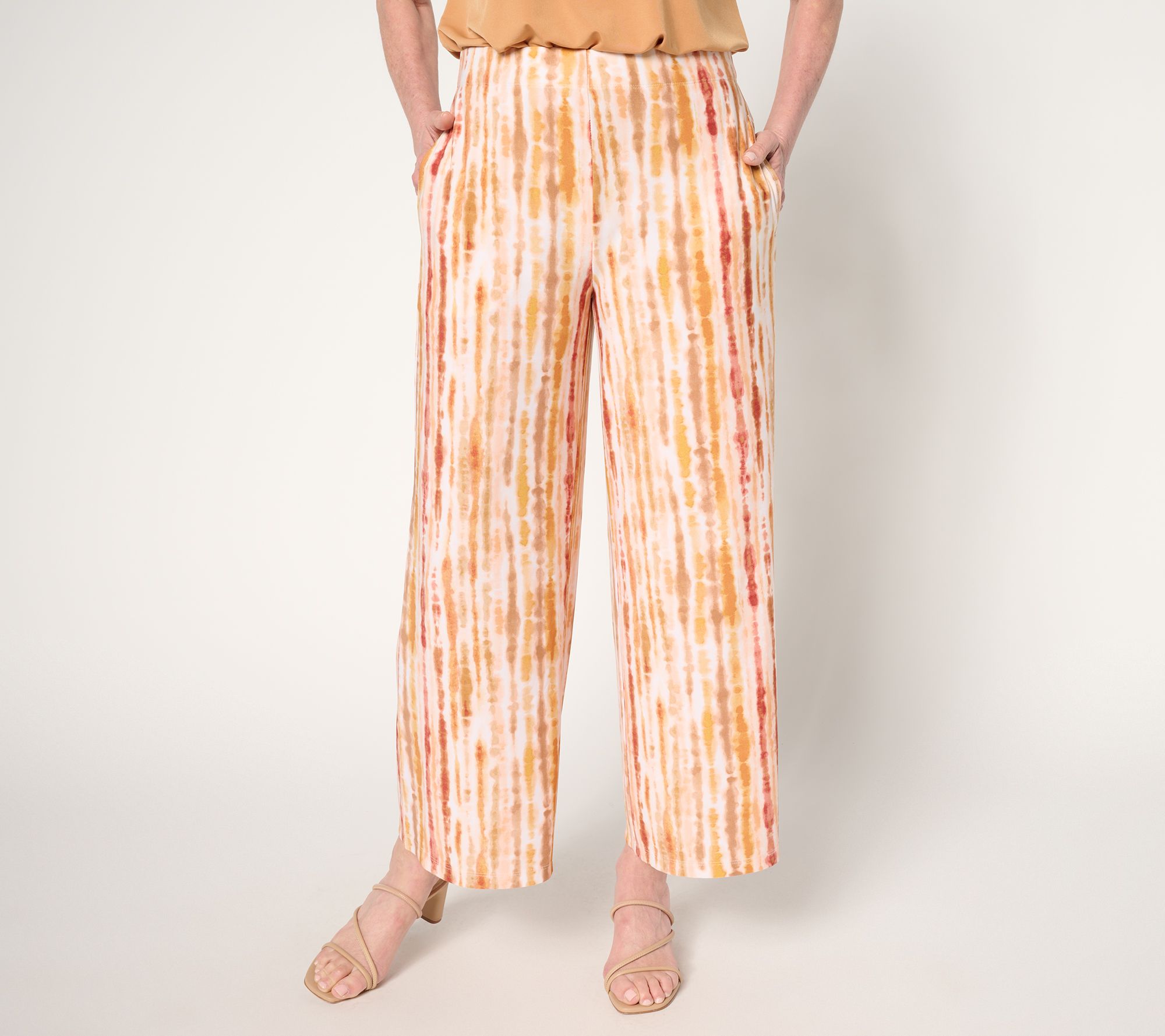 "As Is" Susan Graver Reg Printed Liquid Knit Wide Leg Crop Pants