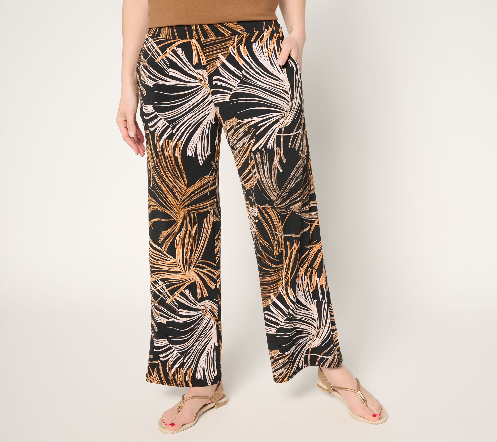 "As Is" Susan Graver Passport Petite Liquid Knit Wide Leg Ankle Pants