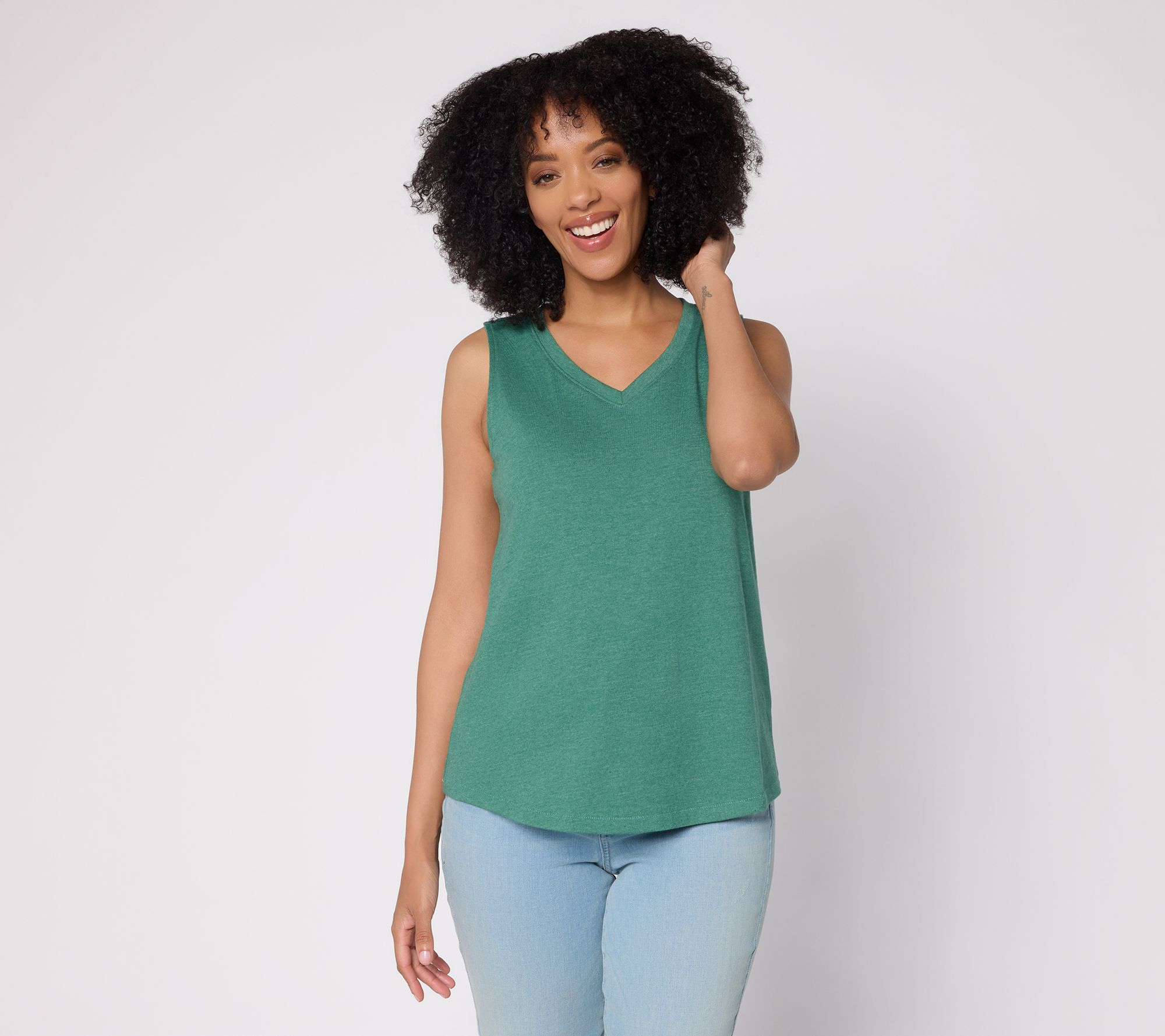 AnyBody Heather Jersey V-Neck Tank Top