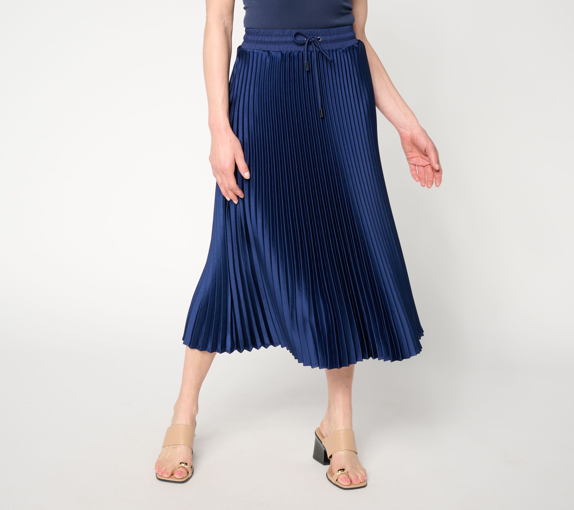 RM Studio x Rebecca Minkoff Regular Pleated Matte Satin Midi Skirt