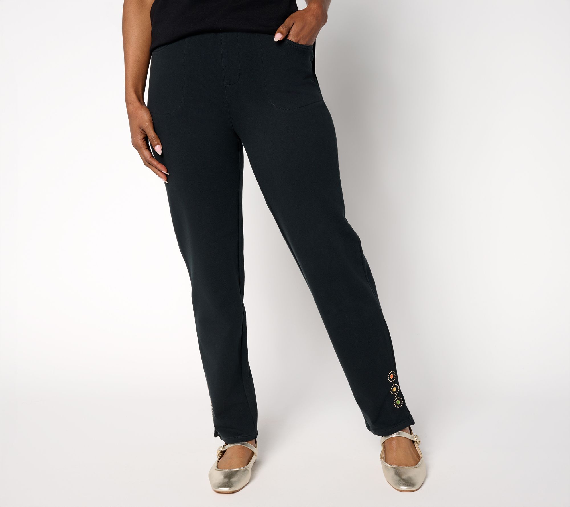 "As Is" Quacker Factory DreamJeannes Reg Bling Time Straight Jeans