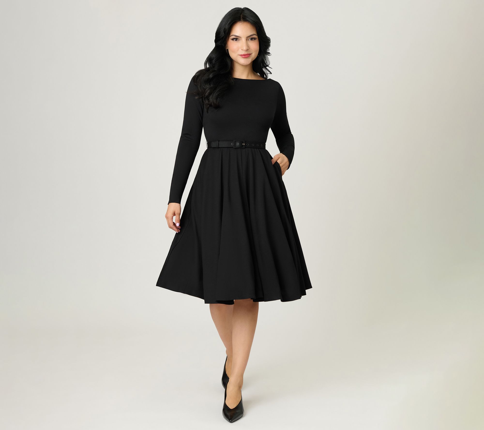  Unique Vintage Black Long Sleeve Devon Swing Dress