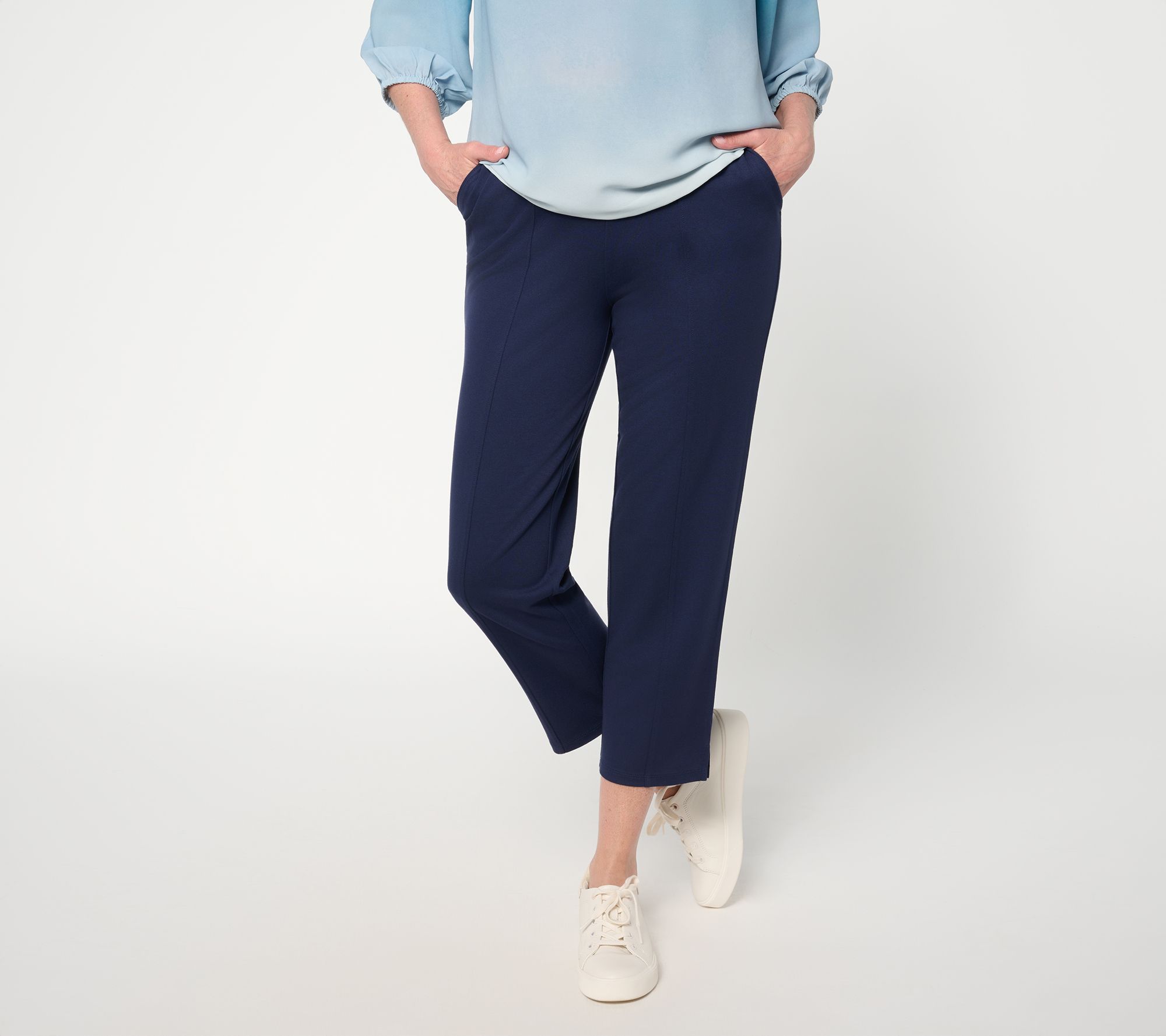 BEAUTIFUL by Lawrence Zarian Regular Silky Ponte Pintuck Crop Pant