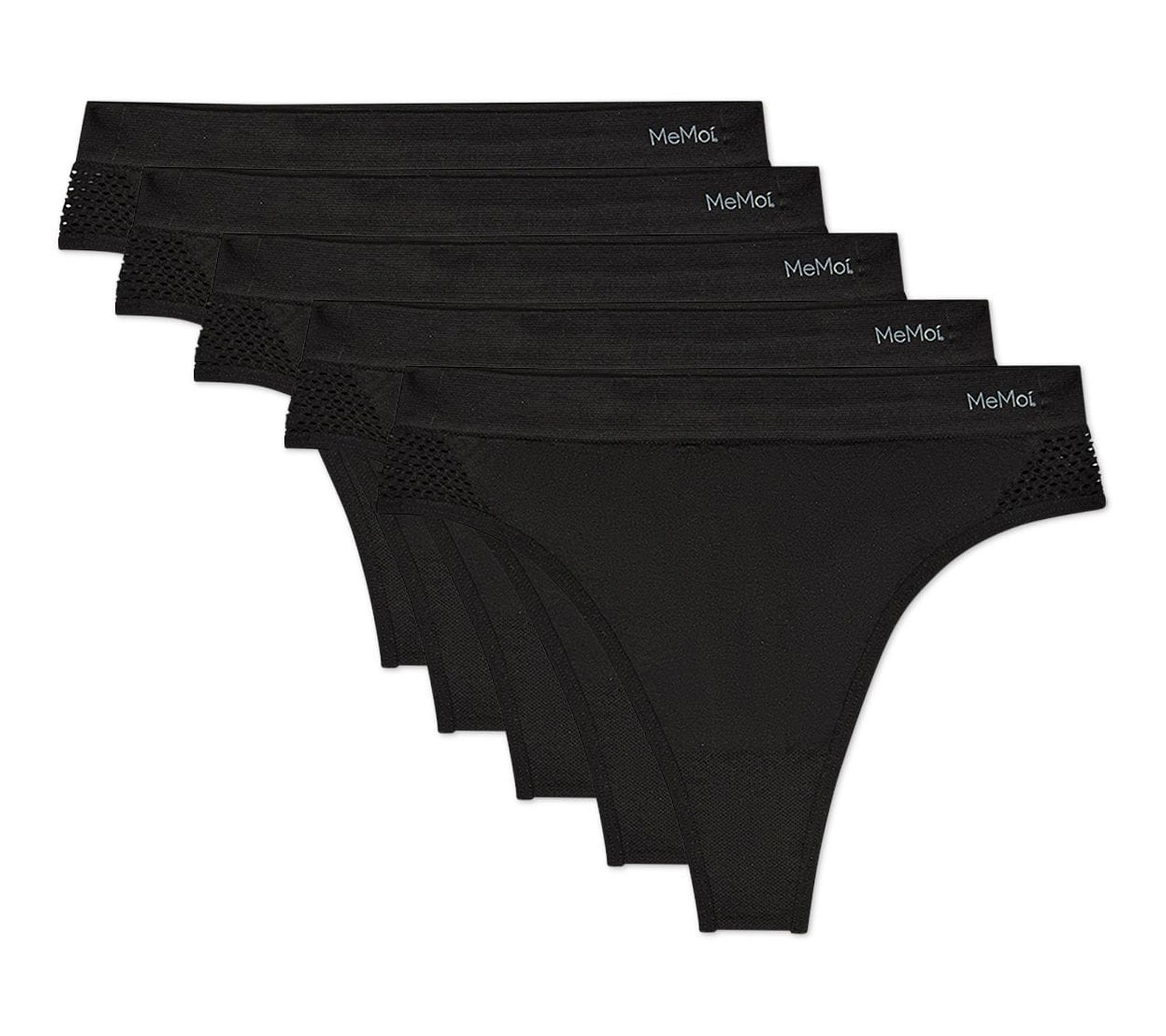 Memoi Women's Set of 5 Seamless Side-Crochet Tag-Free Thongs