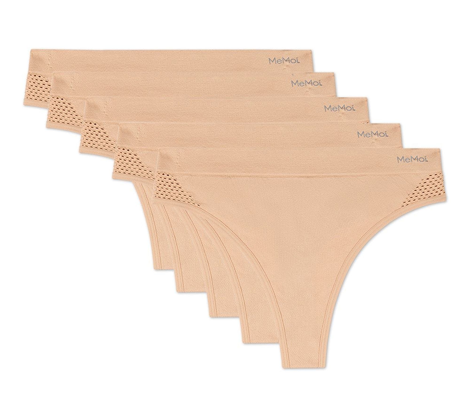 Memoi Women's Set of 5 Seamless Side-Crochet Ta g-Free Thongs