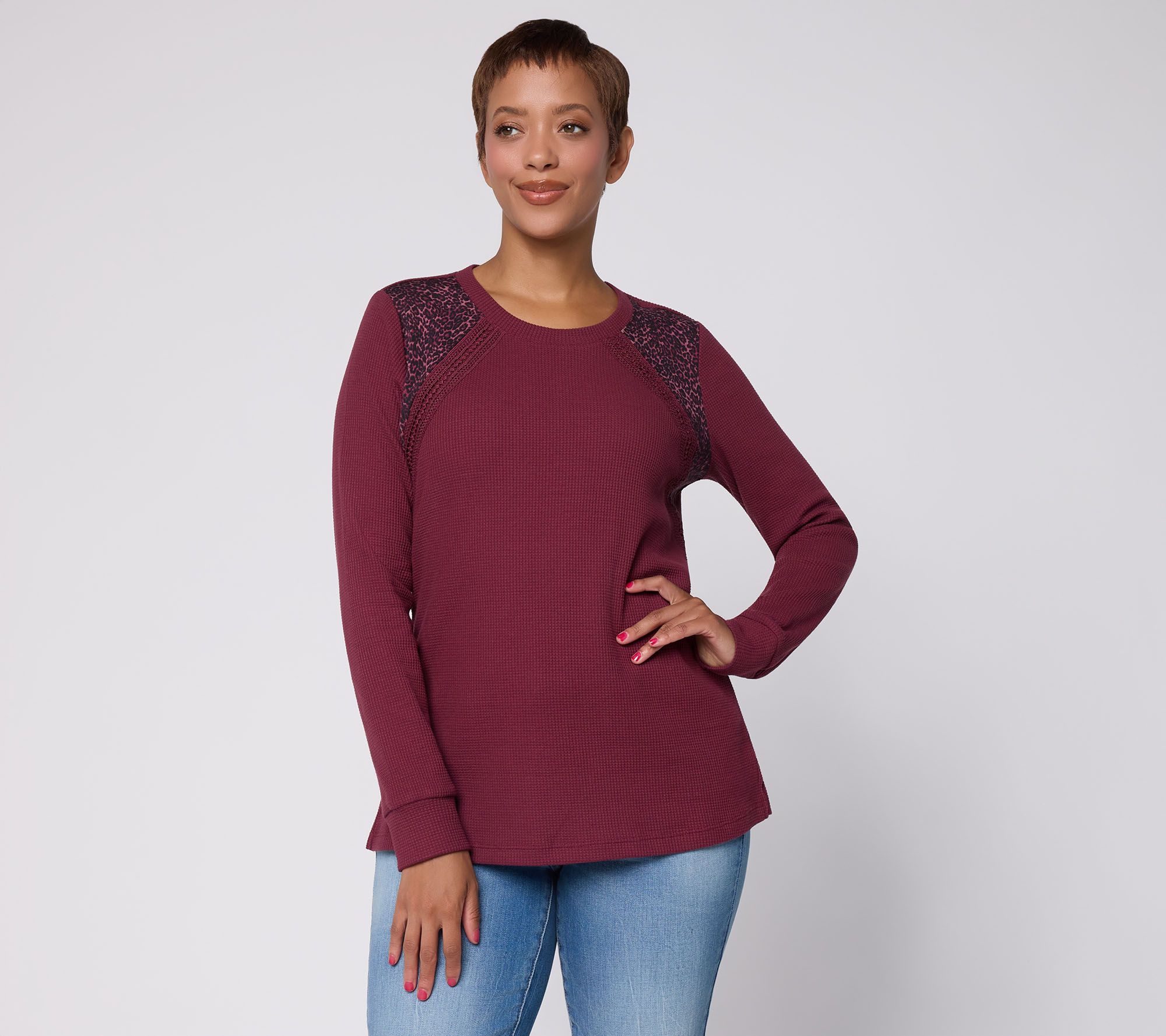 Belle by Kim Gravel Baby Waffle Spot On Trim Top