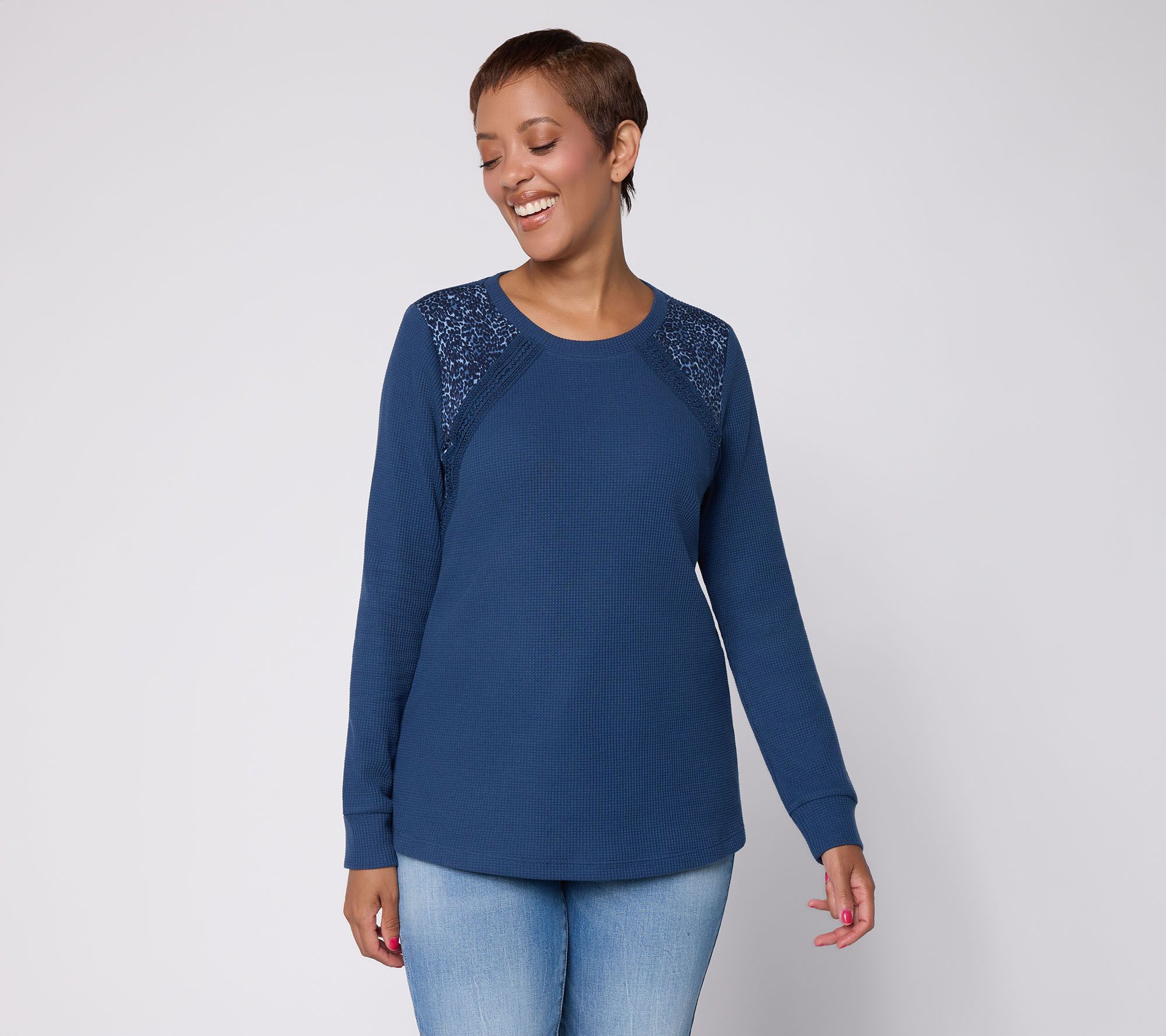 Belle by Kim Gravel Baby Waffle Spot On Trim Top
