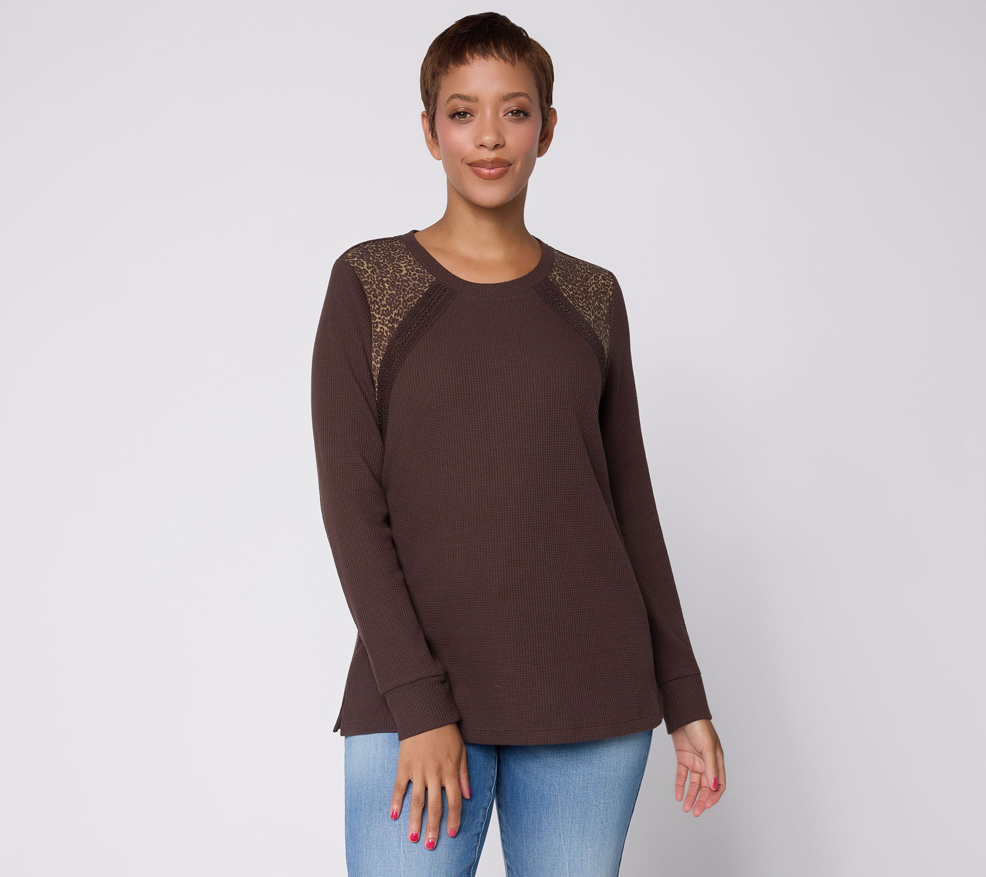 Belle by Kim Gravel Baby Waffle Spot On Trim Top
