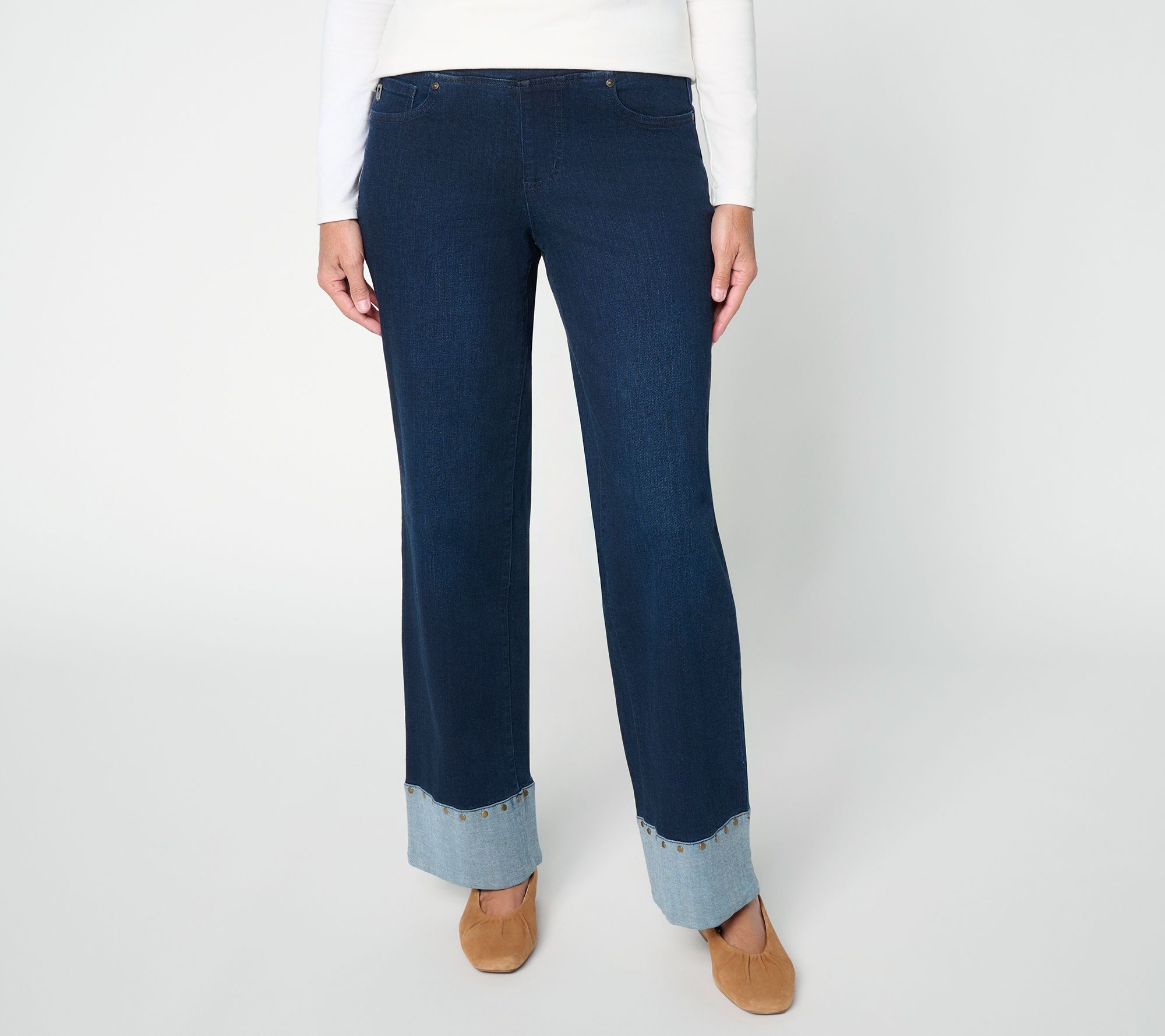Belle by Kim Gravel Regular TripleLuxe Denim Studded Jeans