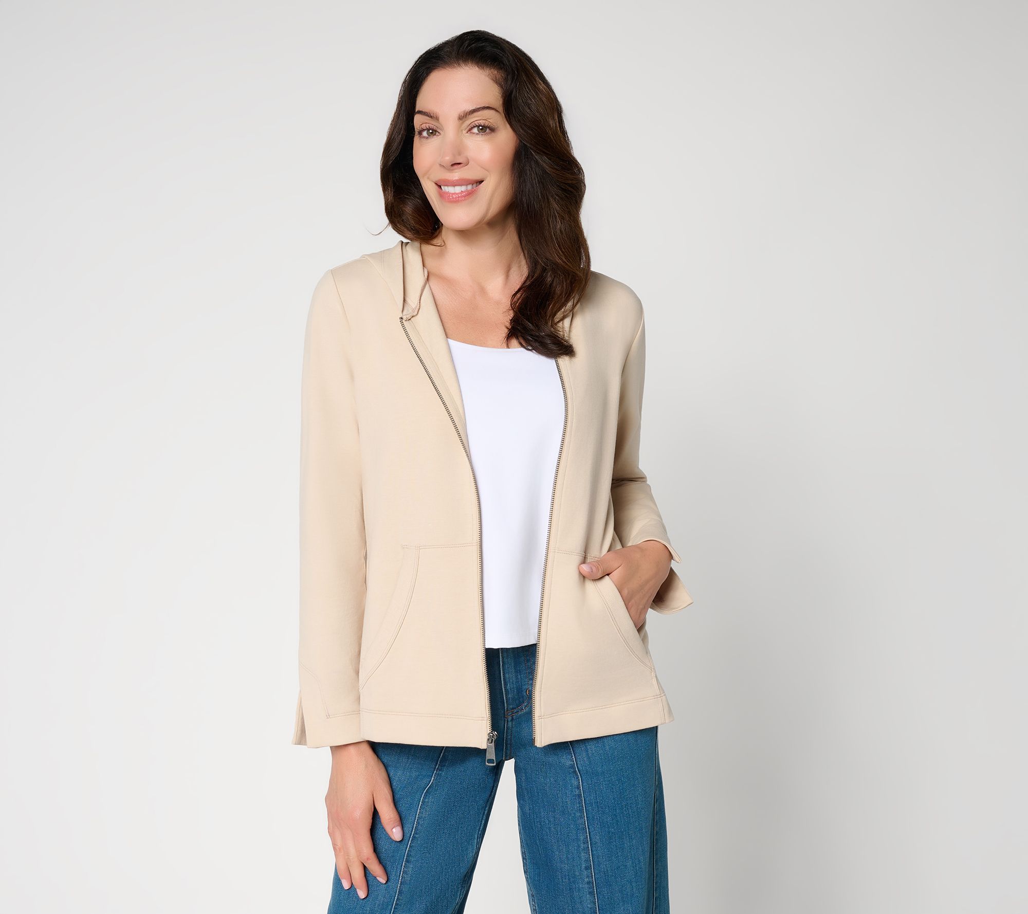 LOGO by Lori Goldstein Petite French Terry Zip Hoodie