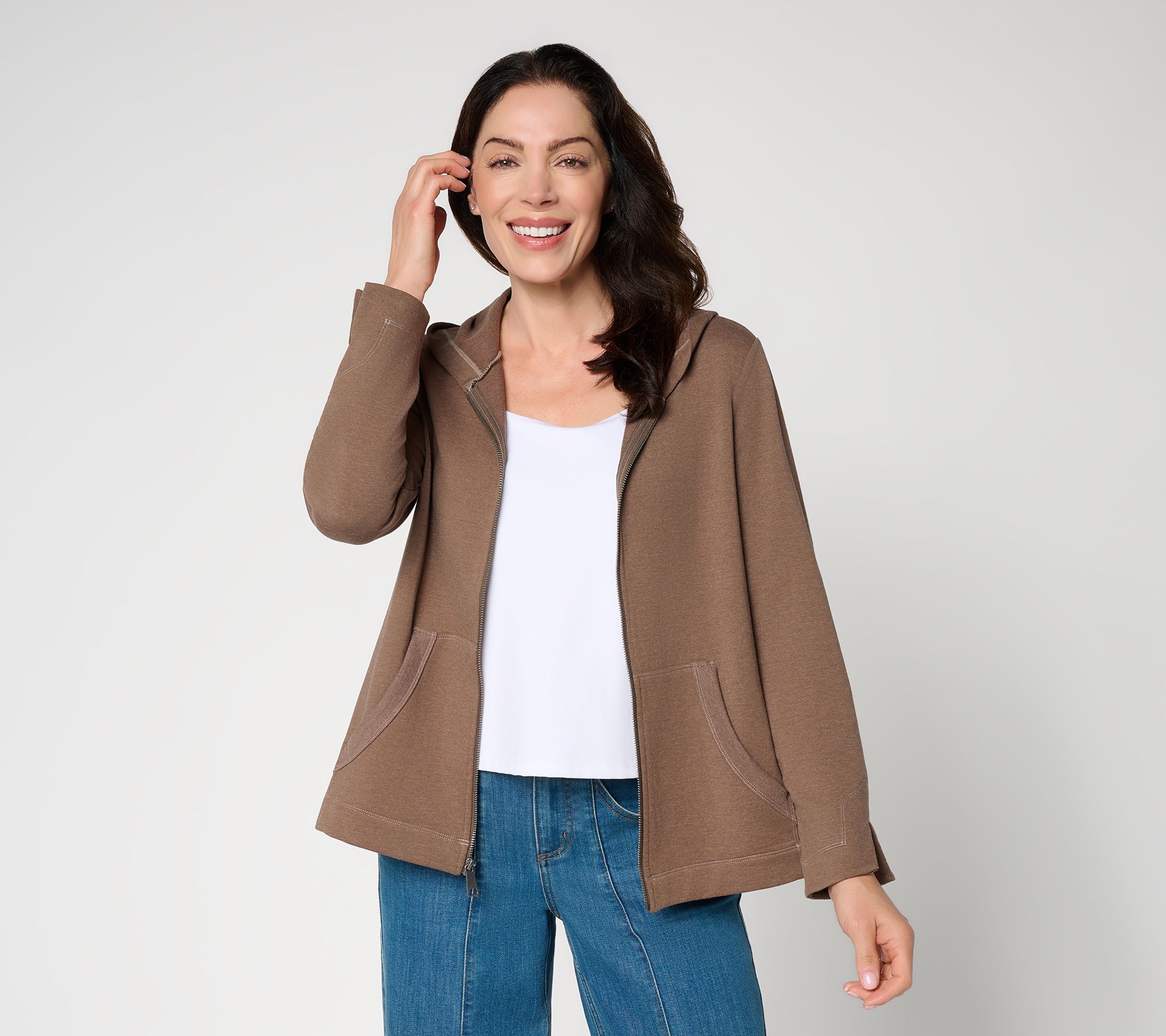 LOGO by Lori Goldstein Petite French Terry Zip Hoodie