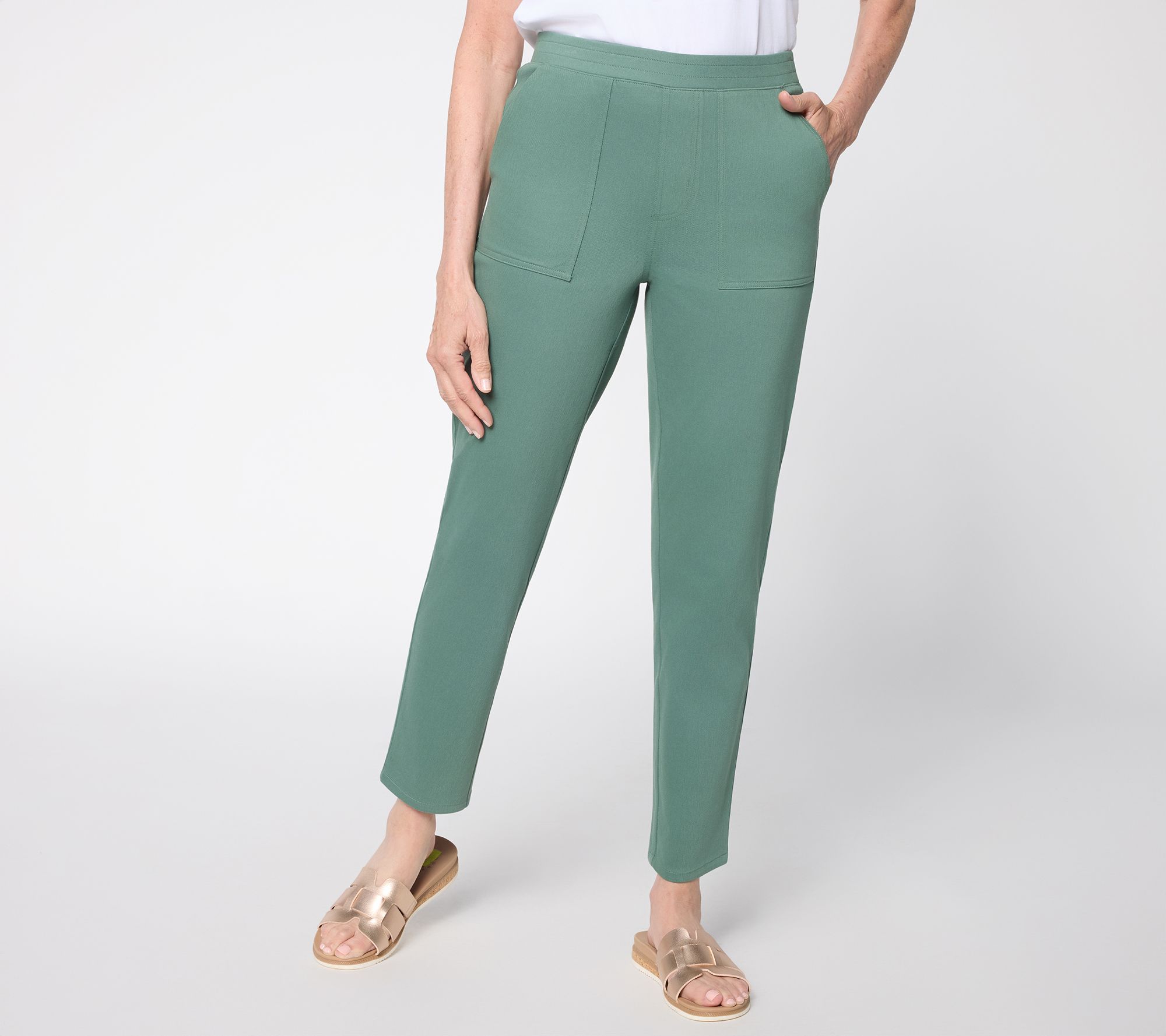 "As Is" Denim & Co. Tall Comfy Knit Air Pull-On Tapered Ankle Pants