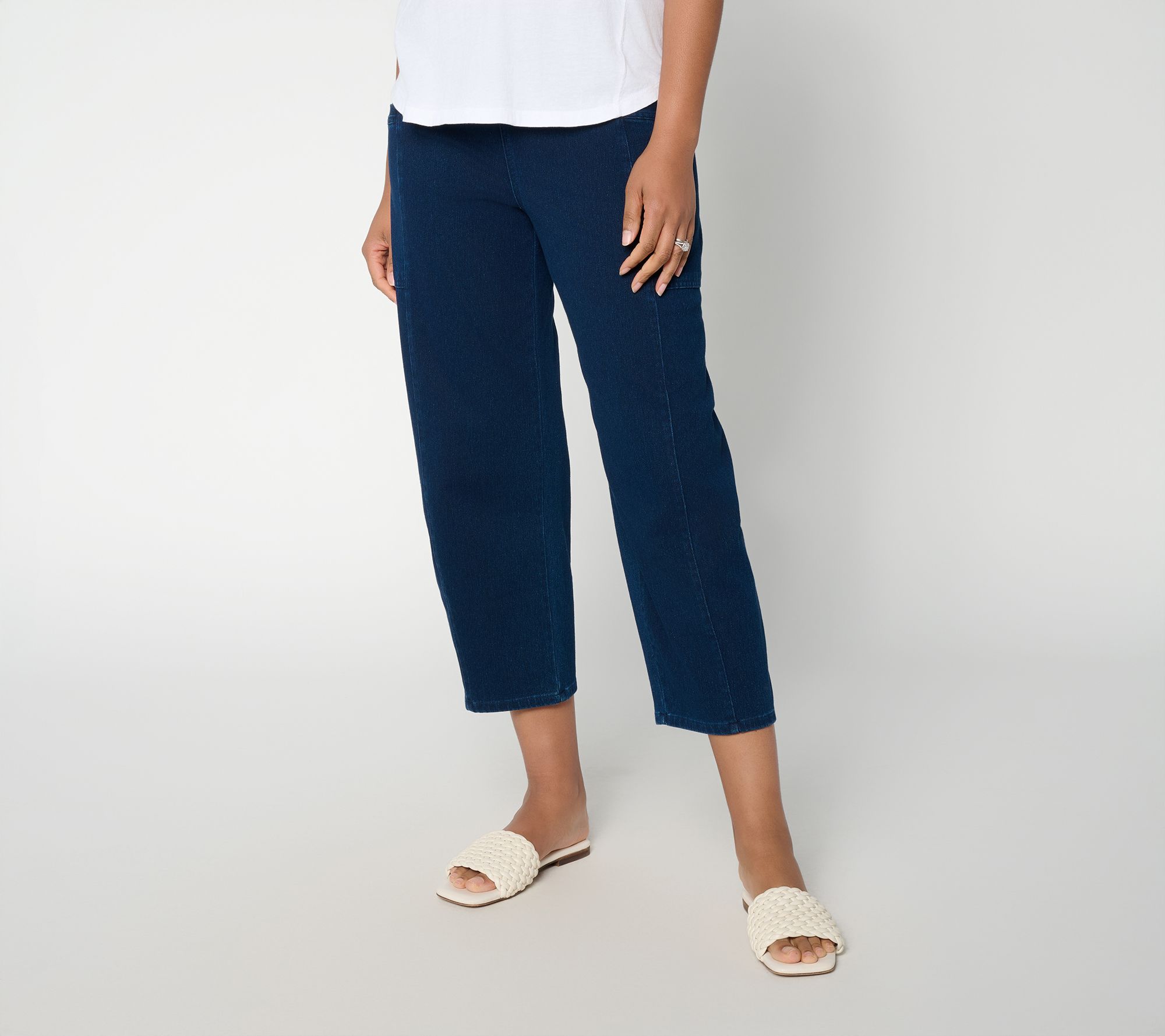 "As Is" Denim & Co. Pet Comfy Knit Air Barrel Leg Ankle Pants