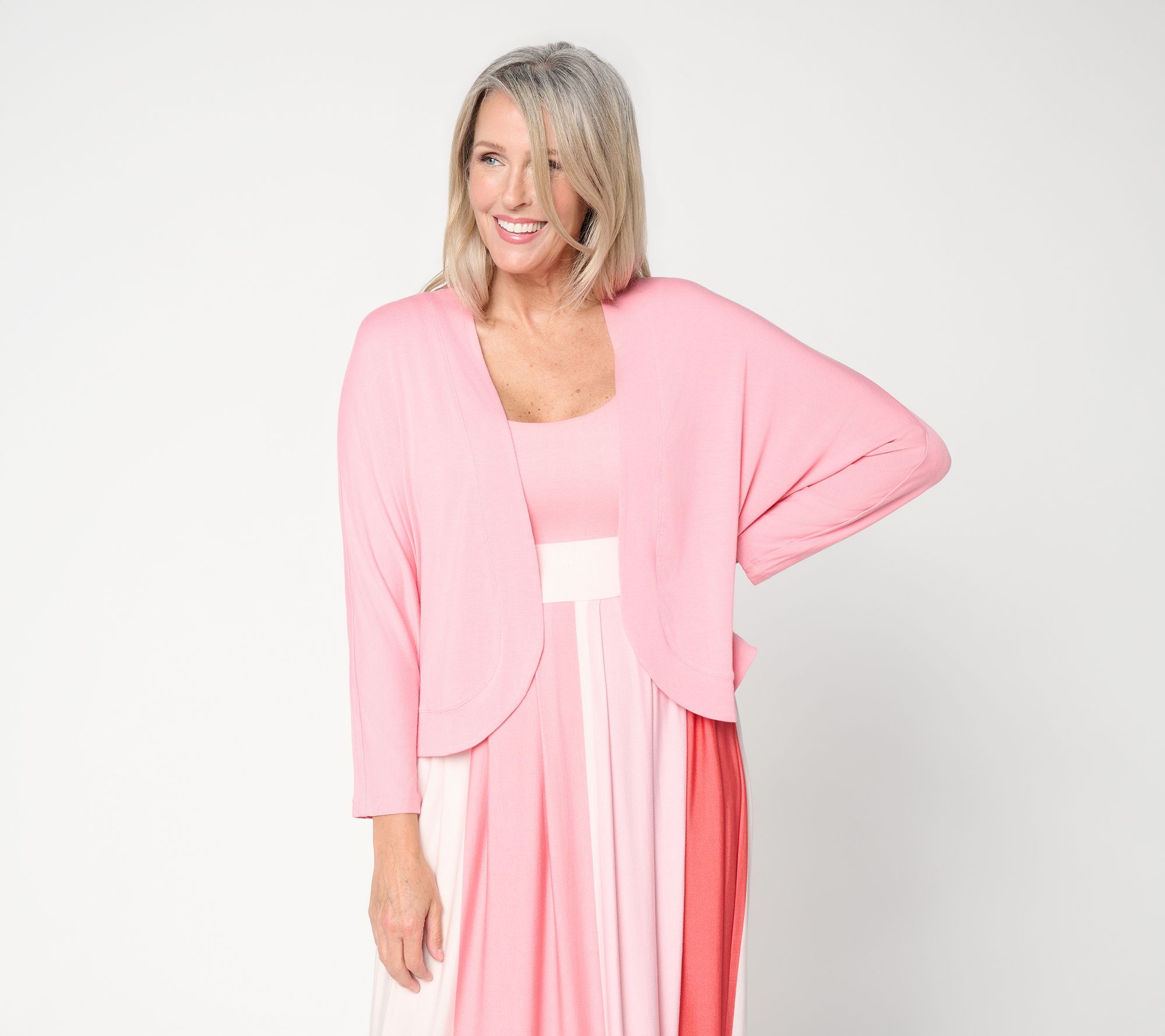 "As Is" Felt Denim by Laurie Felt Draped Cocoon Open Front Cardigan