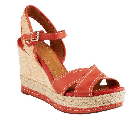 Clarks Artisan Leather Wedge Sandals w/ Woven Detail - Amelia Air ...